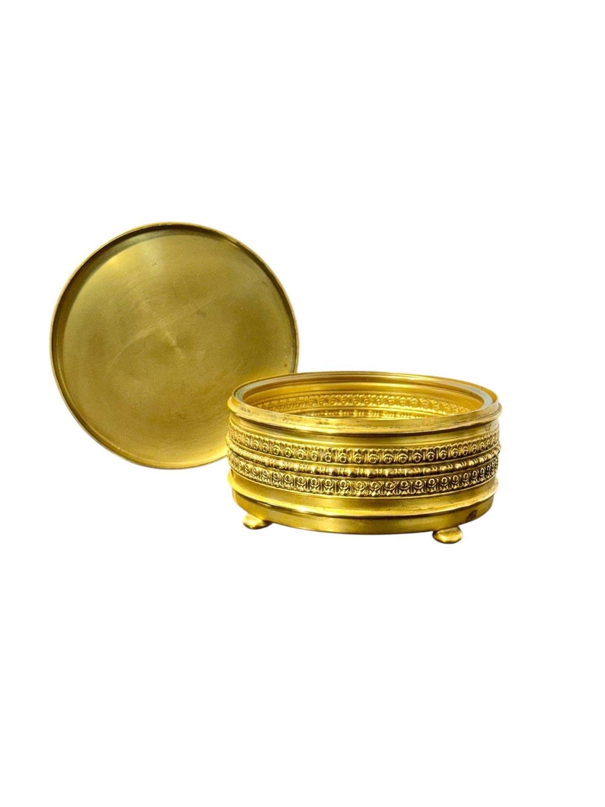 Gilded Metal & Guilloché Enamel Jewelry Box With Hand Painted Miniature photo vinterior