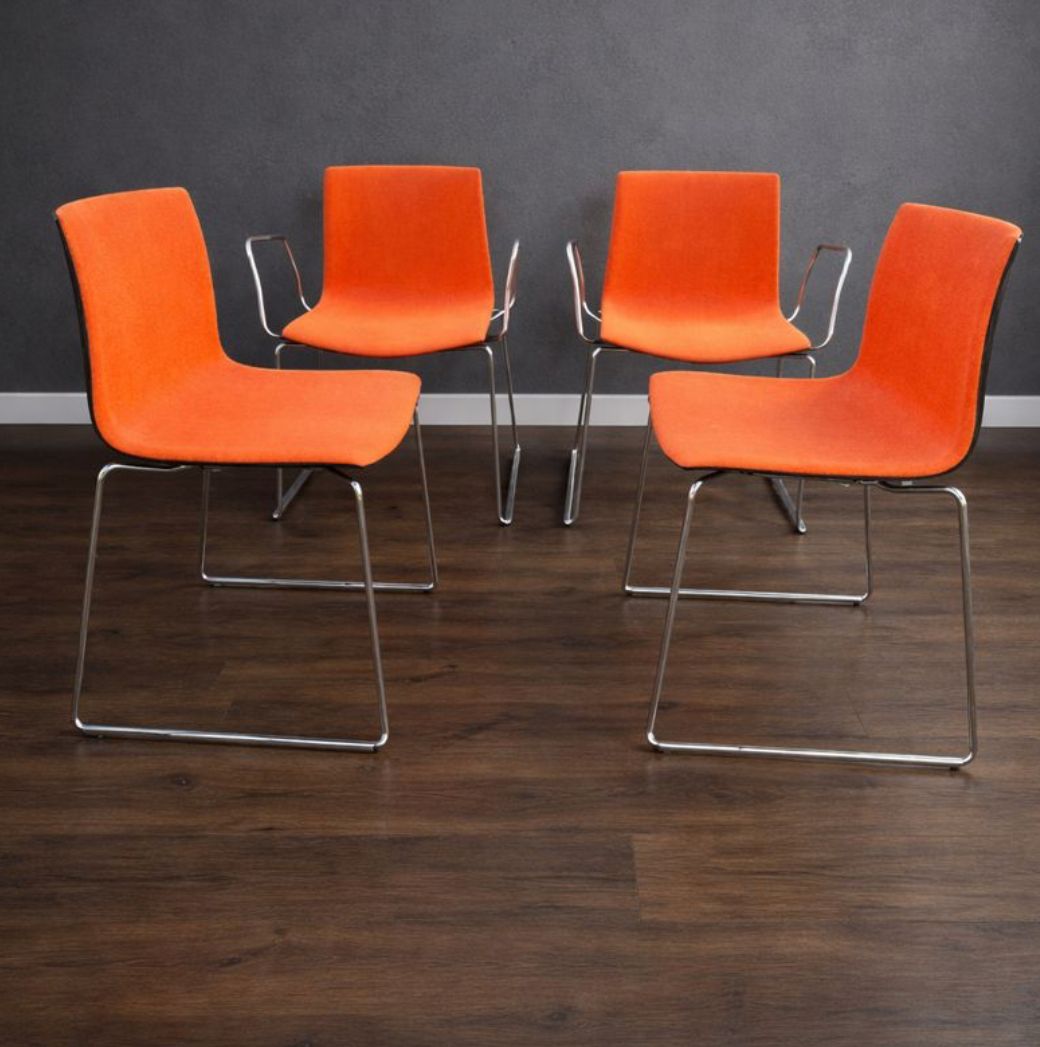 Arper Catifa 46 Chairs Studio / Office Orange Set Of Four.
