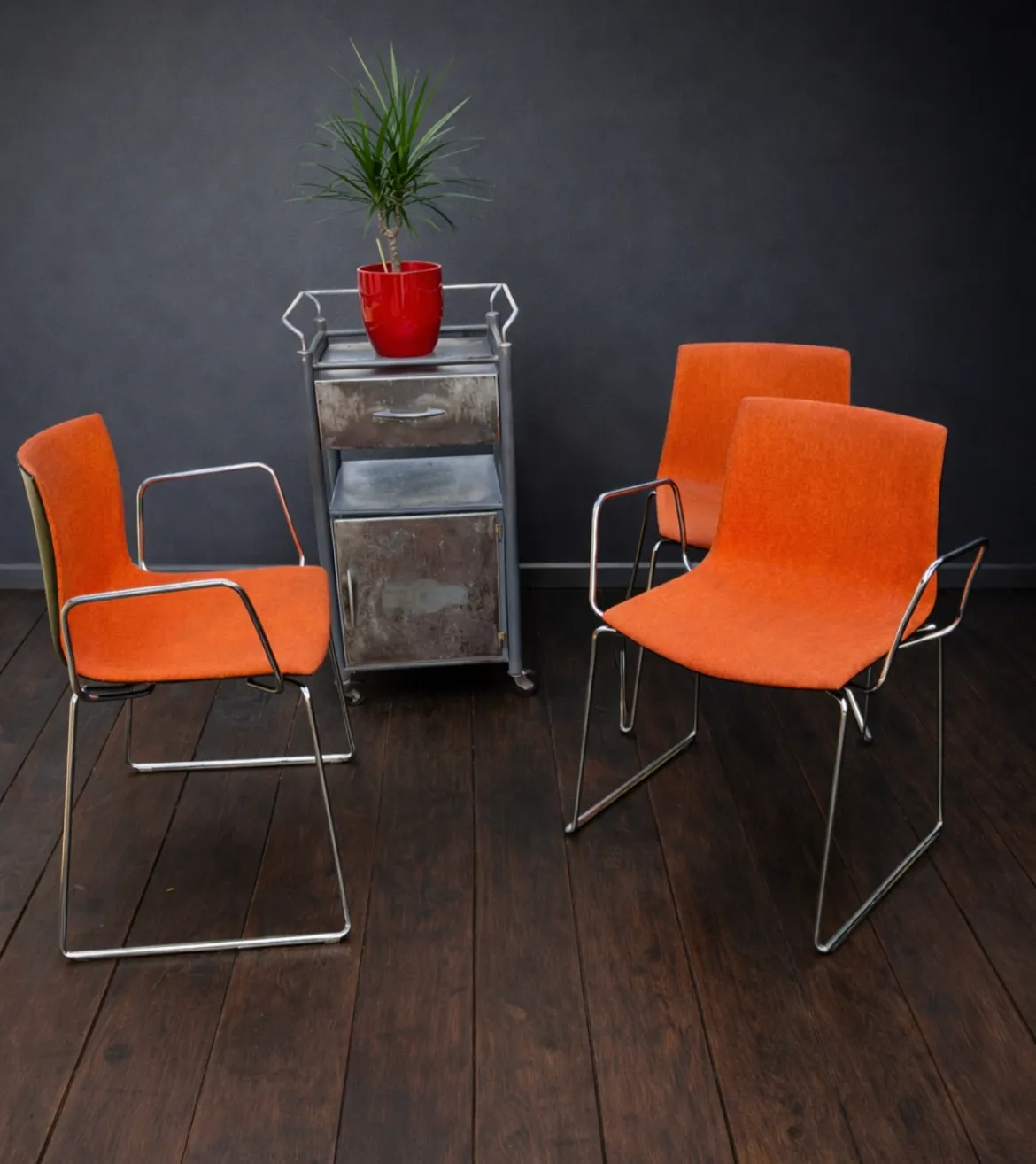 Arper Catifa 46 Chairs Studio / Office Orange Set Of Four. photo for sale