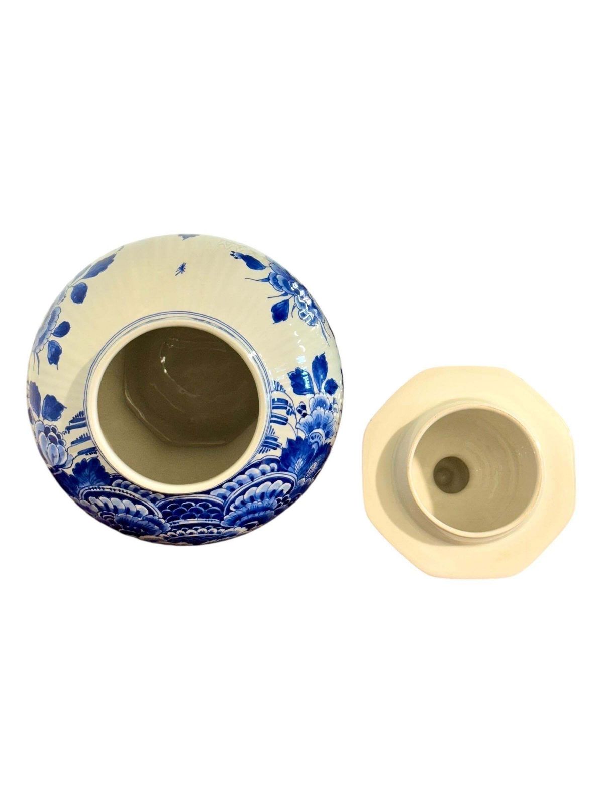 Home Decor Large Blue And White Delft Lidded Vase With Birds And Flowers photo