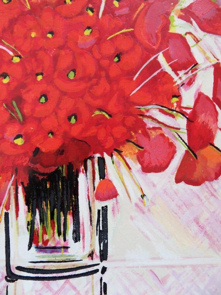 Michel Henry A Bouquet Of Poppies   Original Handsigned Silkscreen photo Art