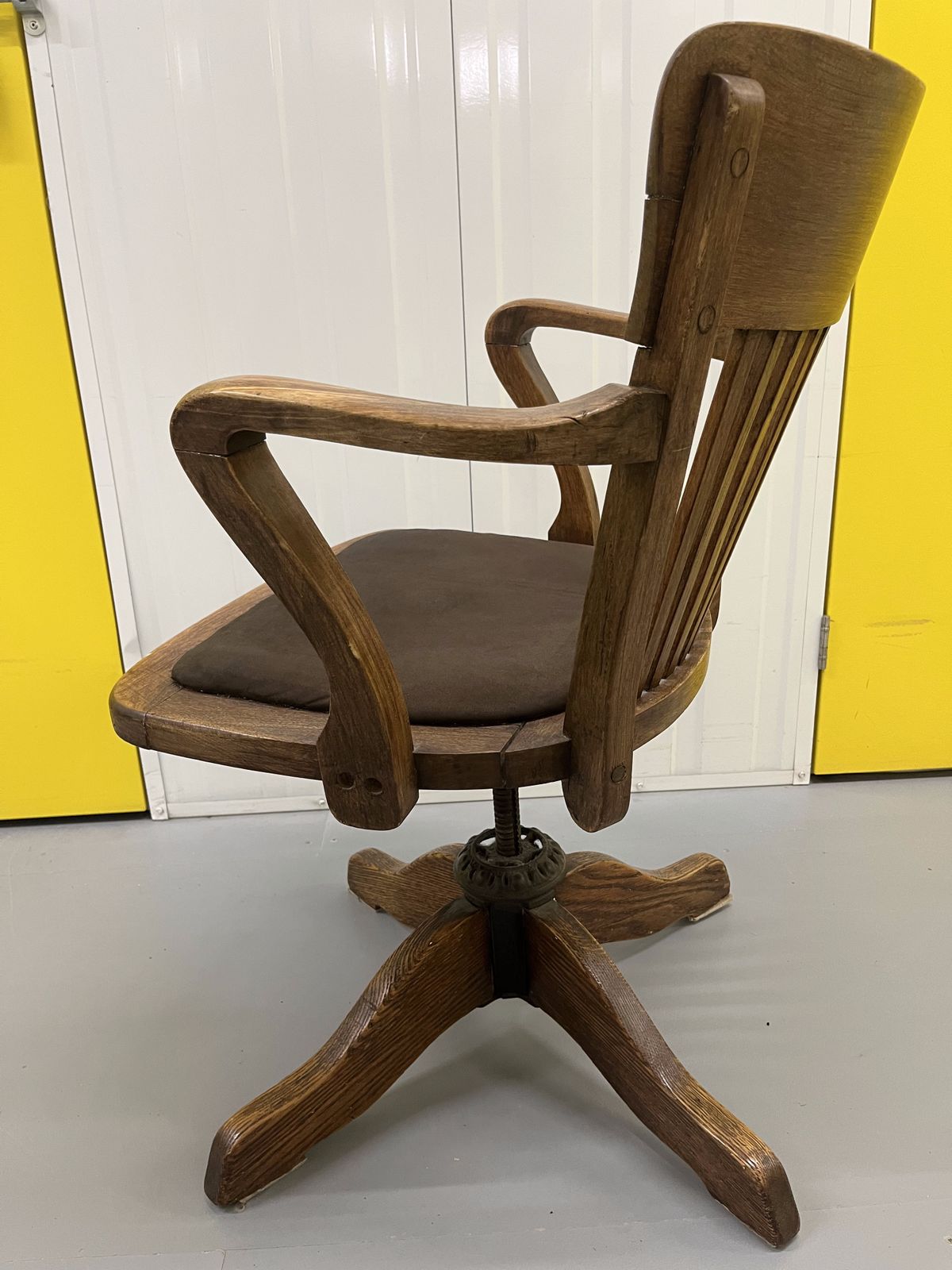 Captain's Chair Victorian Oak Swivel Chair With Iron Detail photo Furniture