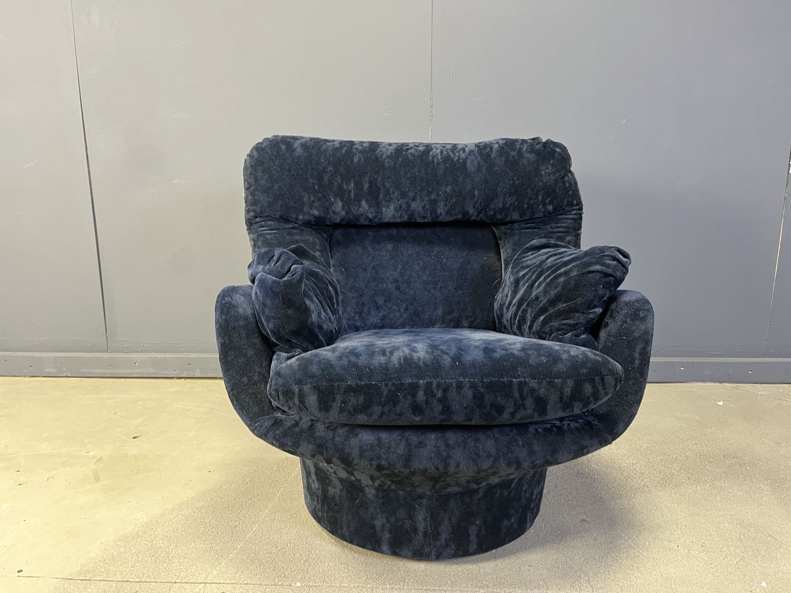 Blue Velvet Lounge Chair 'Karate' By Michel Cadestin, France 1970s photo for sale