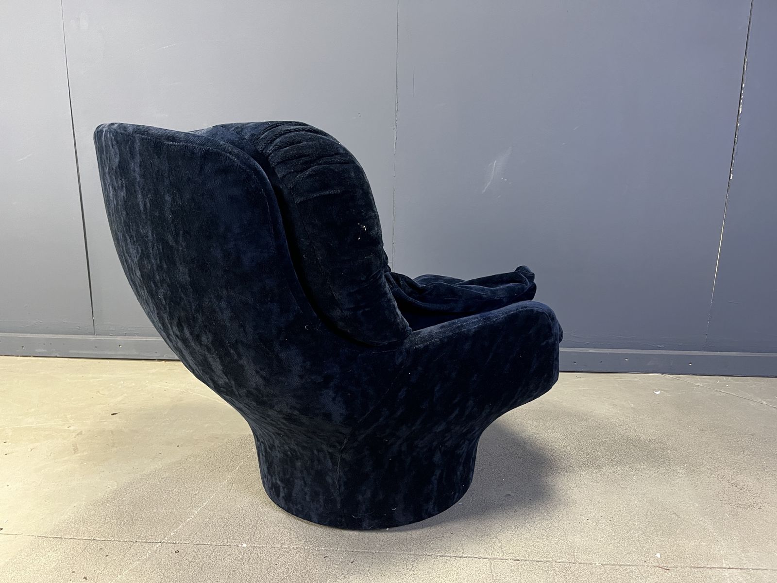 Blue Velvet Lounge Chair 'Karate' By Michel Cadestin, France 1970s photo buy