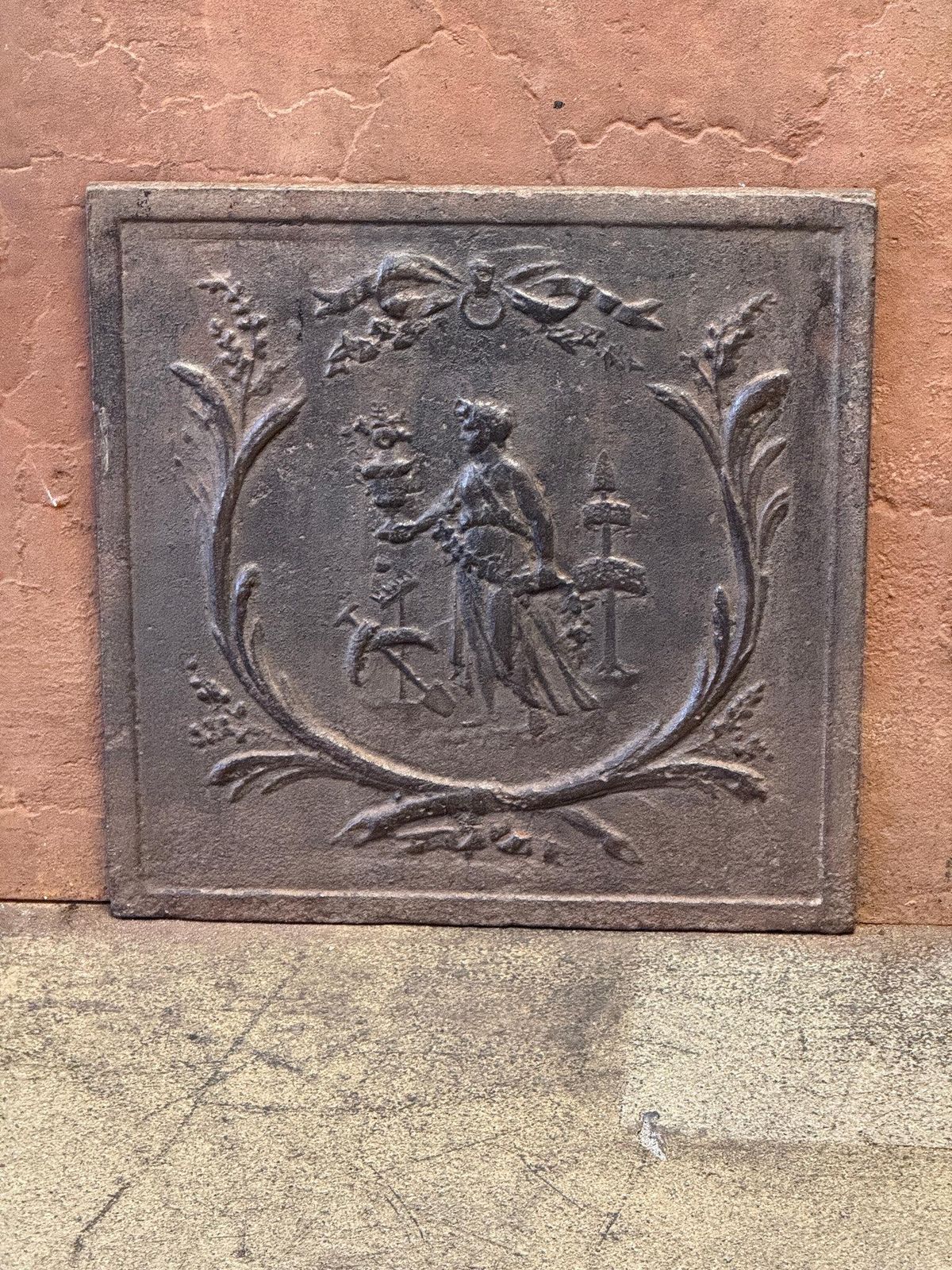 Antique 'Gardening' Fireback' / Backsplash, Neoclassical Period photo furniture