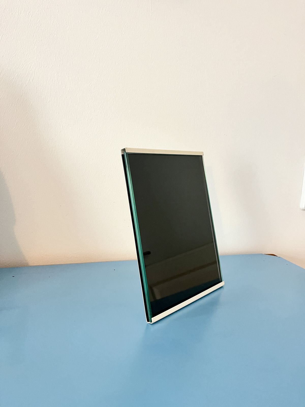 92.0 Vintage Minimal Glass & Metal Photo Frame By Progetti, Italy, 1980s photo