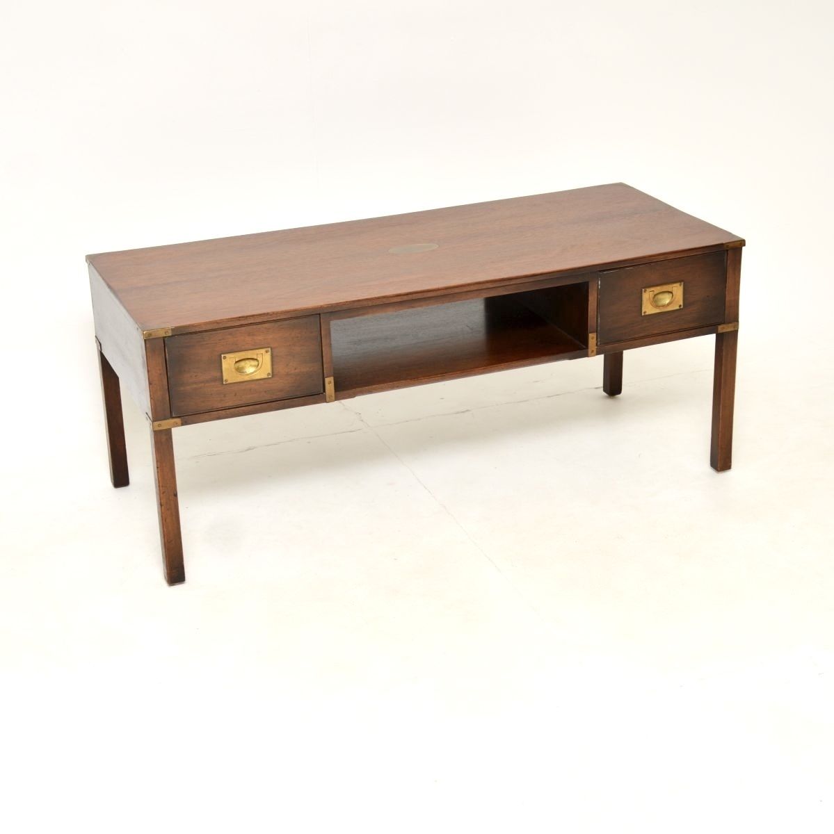 Antique Mahogany Military Campaign Style Coffee Table