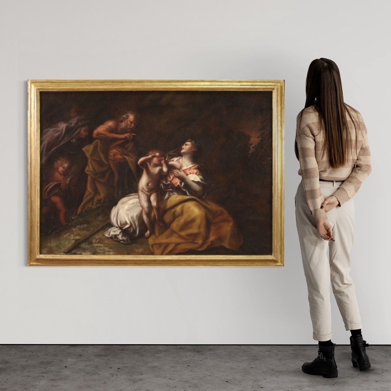 photo for sale Great 17th Century Painting, Abraham Sending Away Hagar And Ishmael