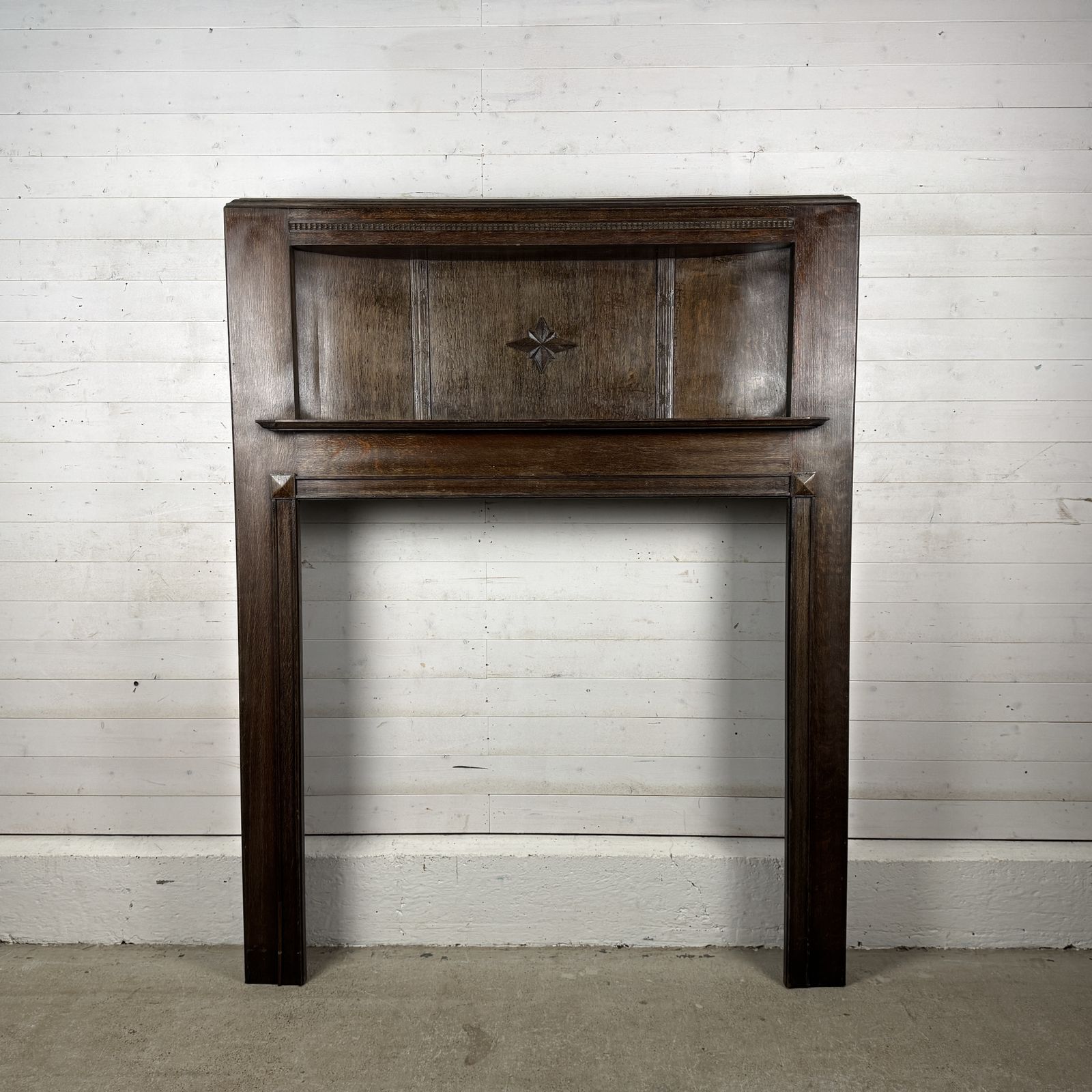 Tall Antique Deco Oak Fireplace Surround
