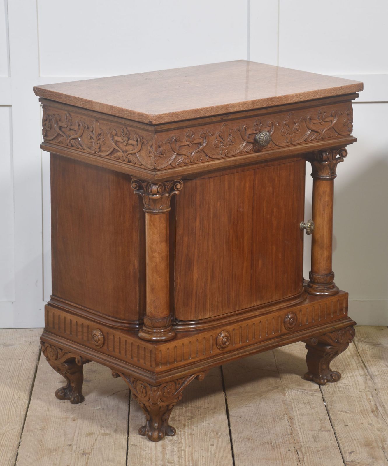 Pair Of Carved Mahogany Bedside Cabinets photo vintage