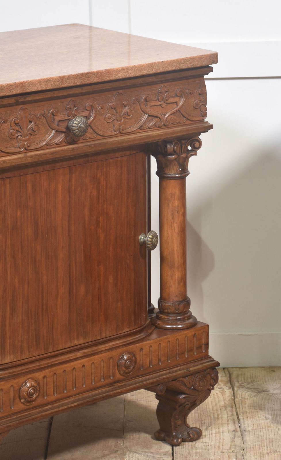 photo furniture Pair Of Carved Mahogany Bedside Cabinets