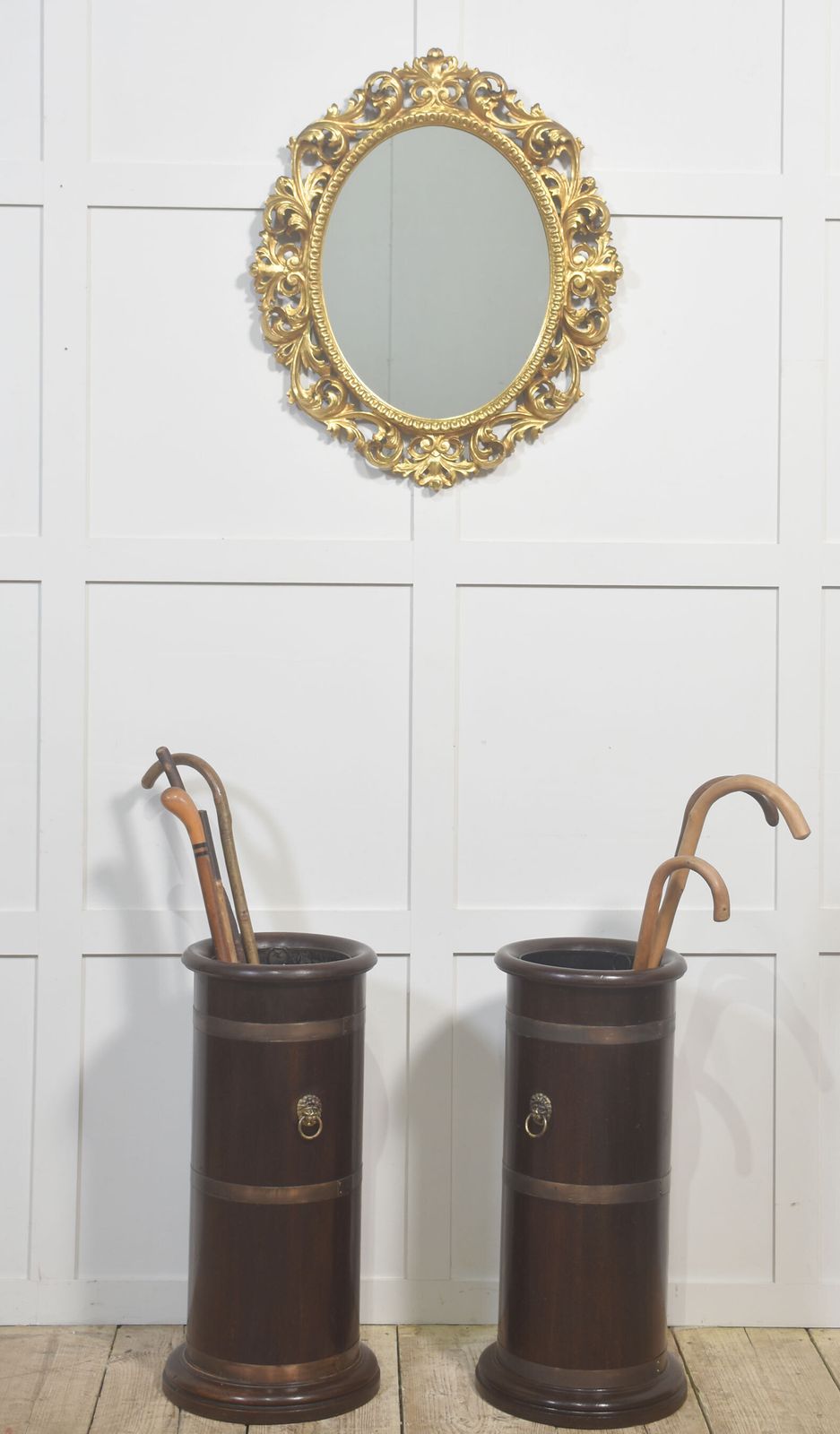 Pair Of 19th Century Mahogany Umbrella Stands With Brass Mounts photo furniture