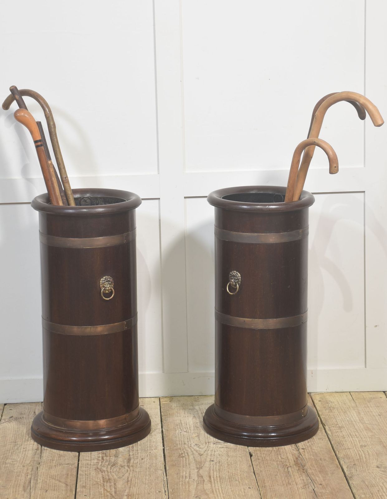 Pair Of 19th Century Mahogany Umbrella Stands With Brass Mounts photo vinterior
