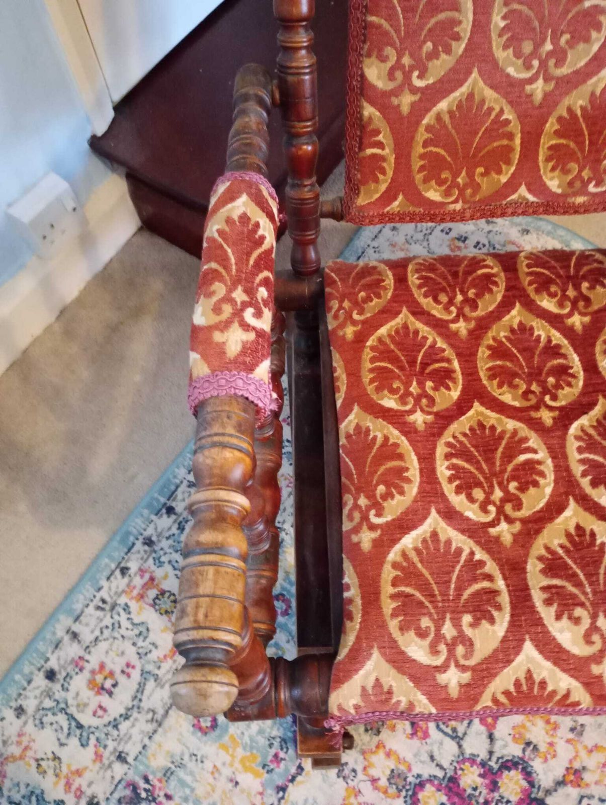 Victorian Arts And Crafts Upholstered Rocking Chair photo vintage