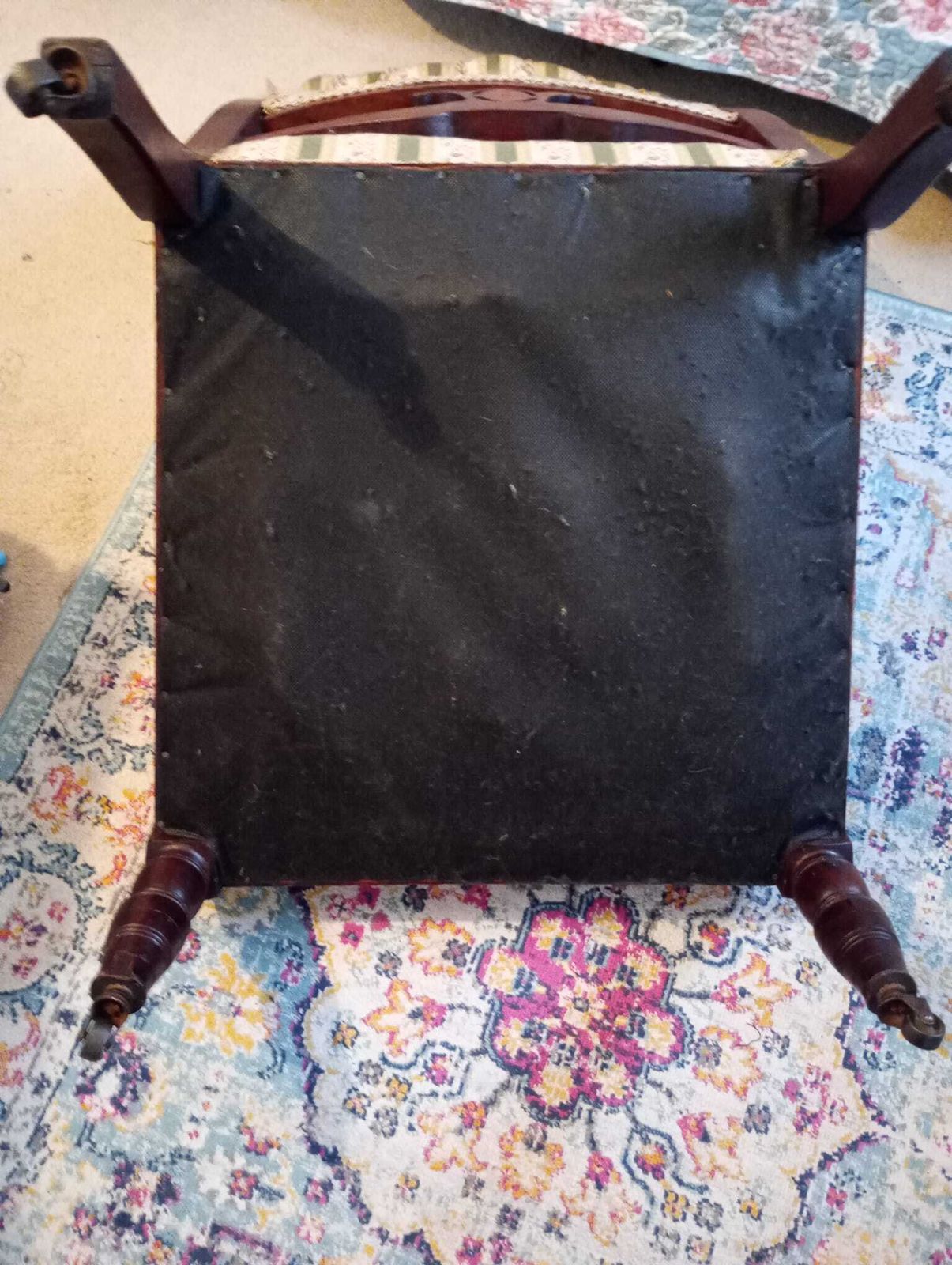 Victorian Arts And Crafts Upholstered Inlaid Parlour/Nursing Chair photo vinterior