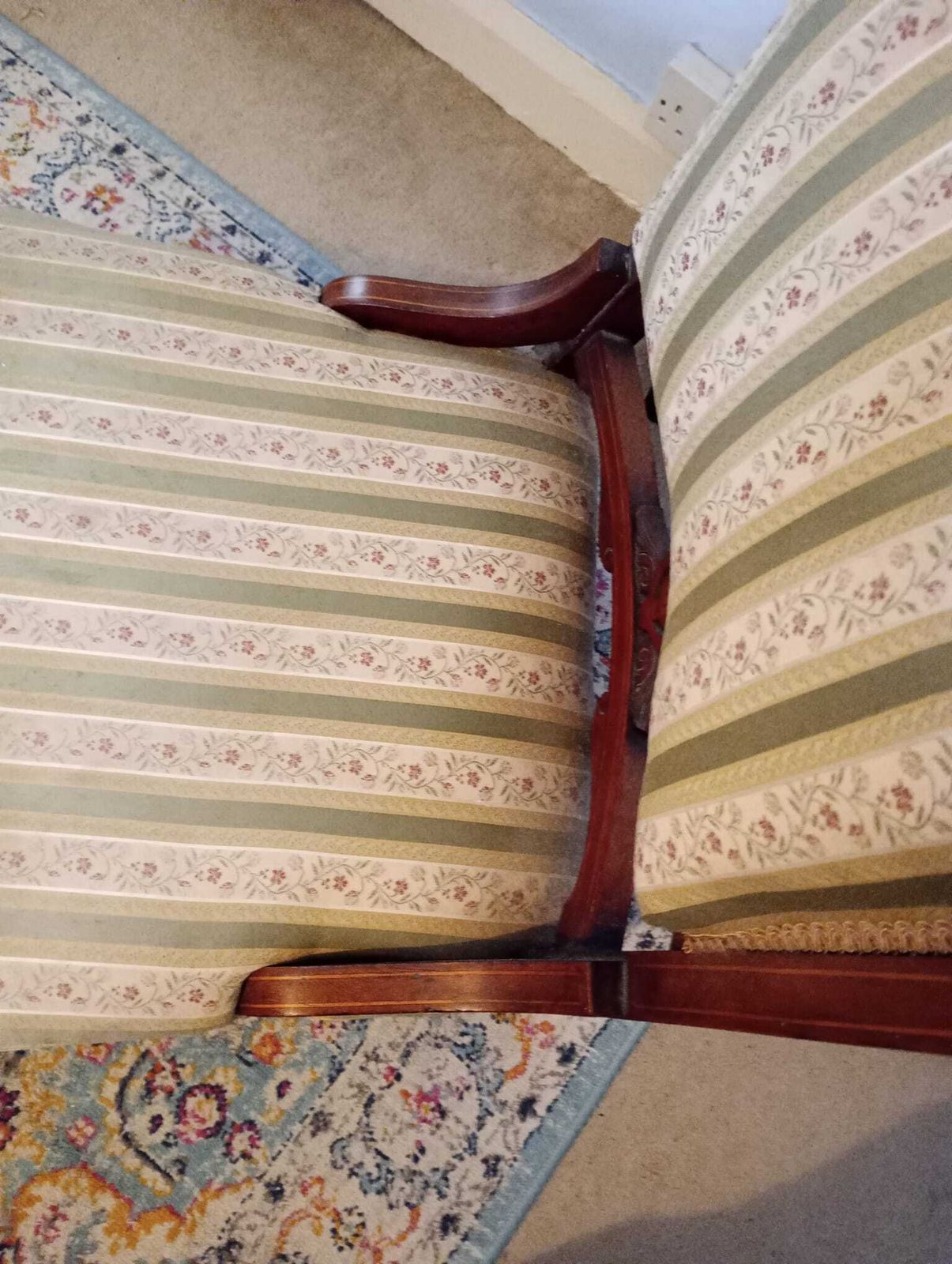 photo furniture Victorian Arts And Crafts Upholstered Inlaid Parlour/Nursing Chair