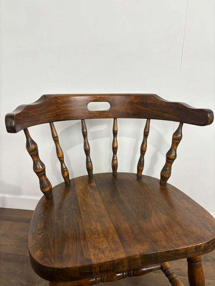 Pair Of Oak Tub Style Spindle Back Chairs photo Furniture