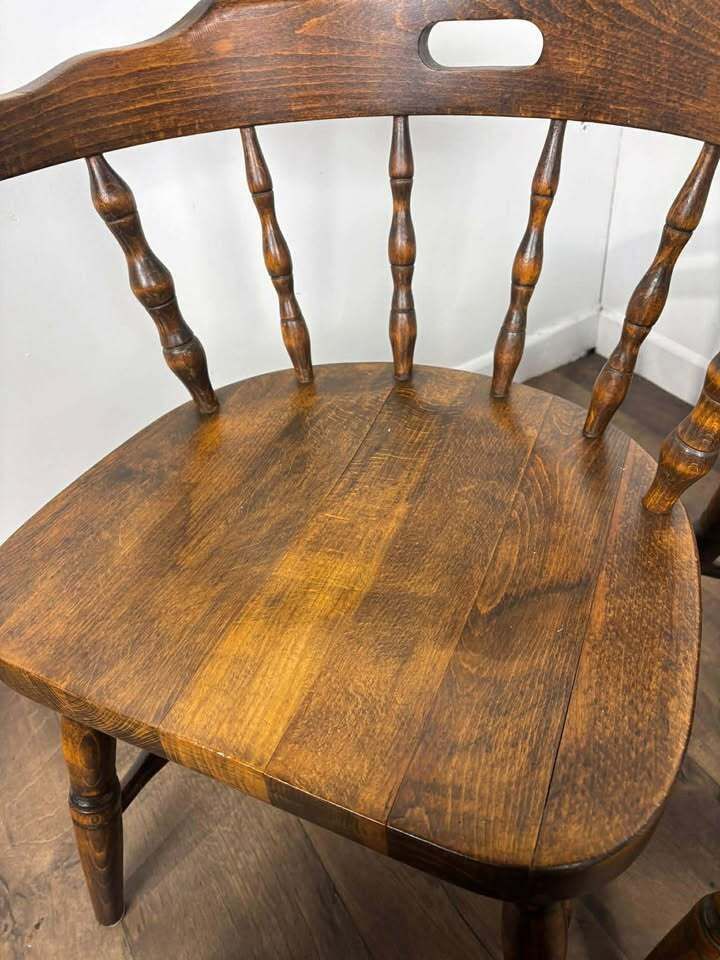 Furniture Pair Of Oak Tub Style Spindle Back Chairs photo