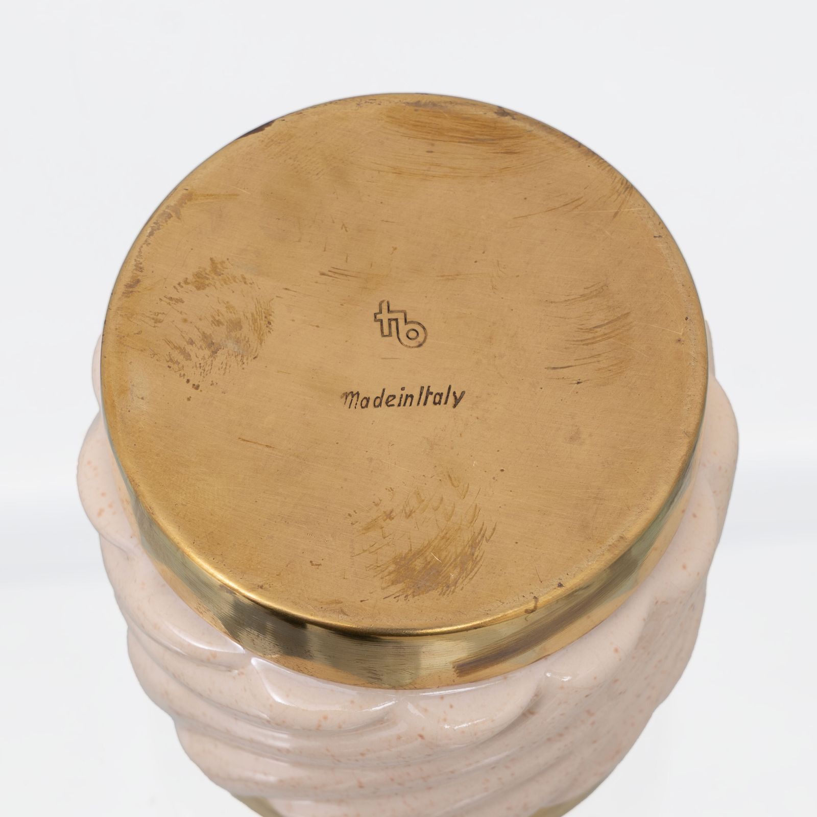 Set Of Lighter And Ashtray In Ceramic Brass By Tommaso Barbi, Italy, 1960s photo for sale