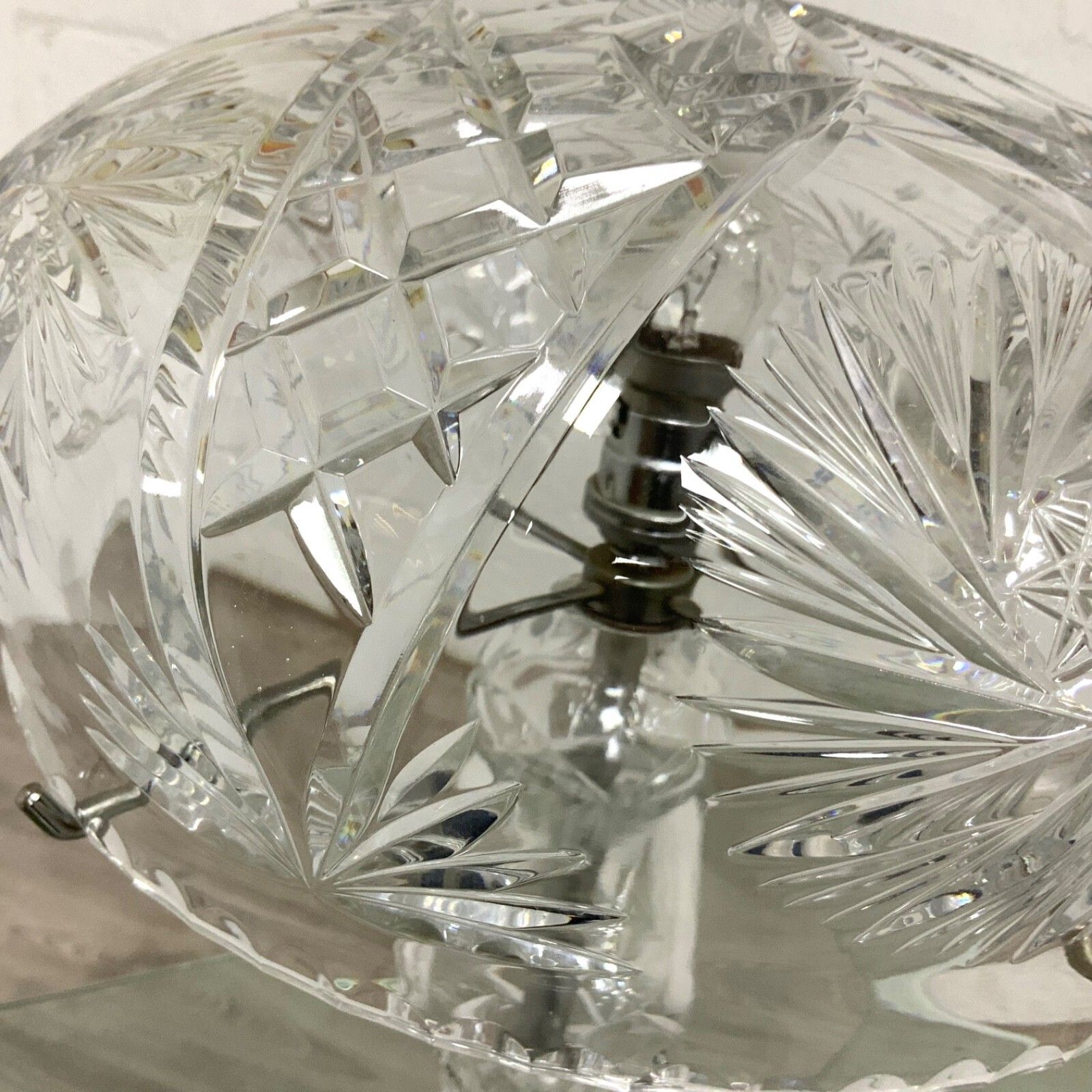 An Original 1920's 1930’s Art Deco Bohemian Crystal Cut Glass Table Lamp photo Lighting