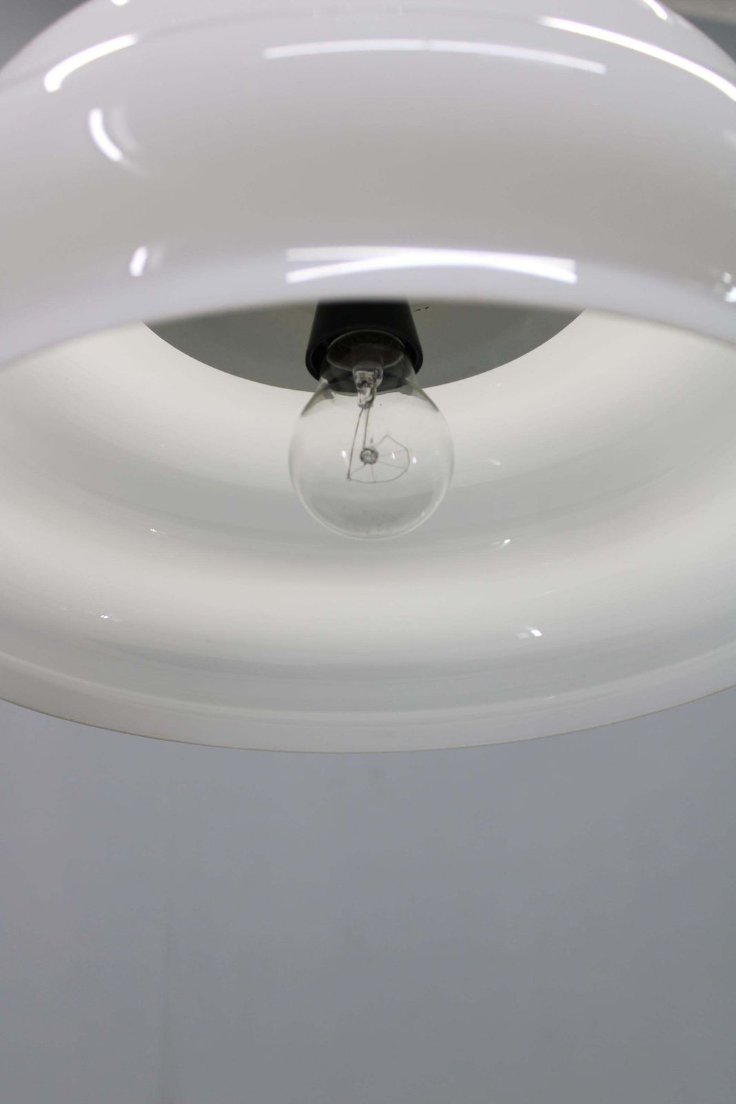 Italian Mid Century Glass Pendant Lamp Chrome Ceiling Light 1960s photo 479.0