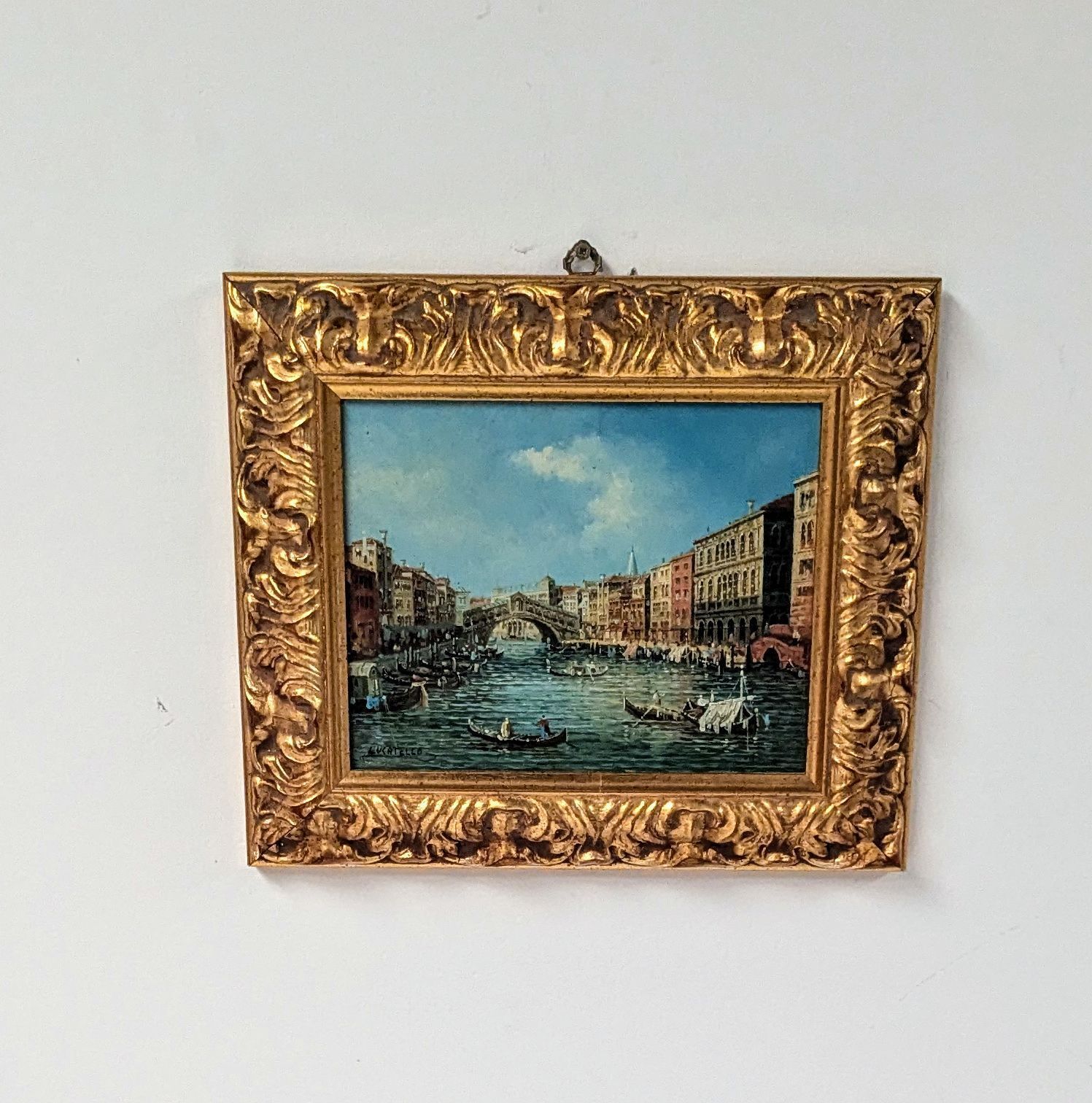 Beautiful Opulent Paolo Lucatello Rare Venetian River Scene 0162.