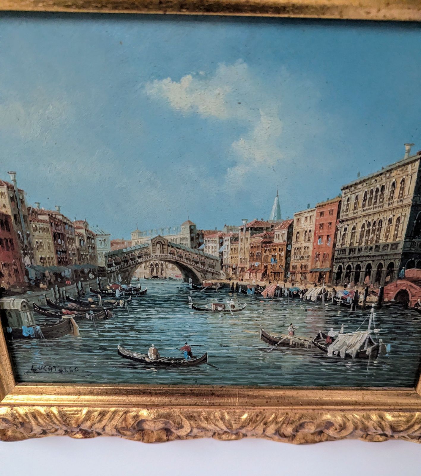 photo furniture Beautiful Opulent Paolo Lucatello Rare Venetian River Scene 0162.