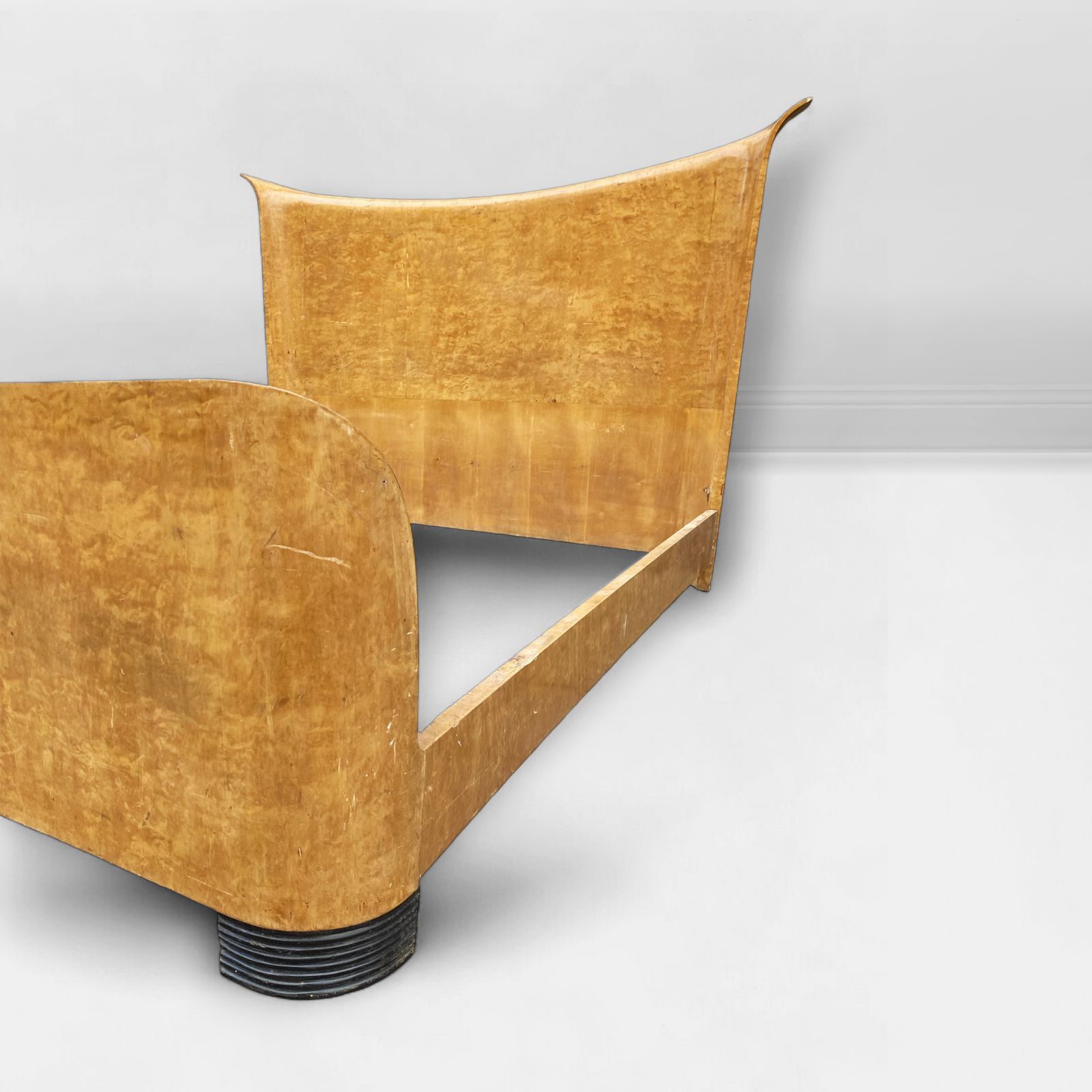 photo vinterior 1940s Guglielmo Ulrich For Valzania Art Deco King Bed 160cm Mattress Burl Wood Bedroom