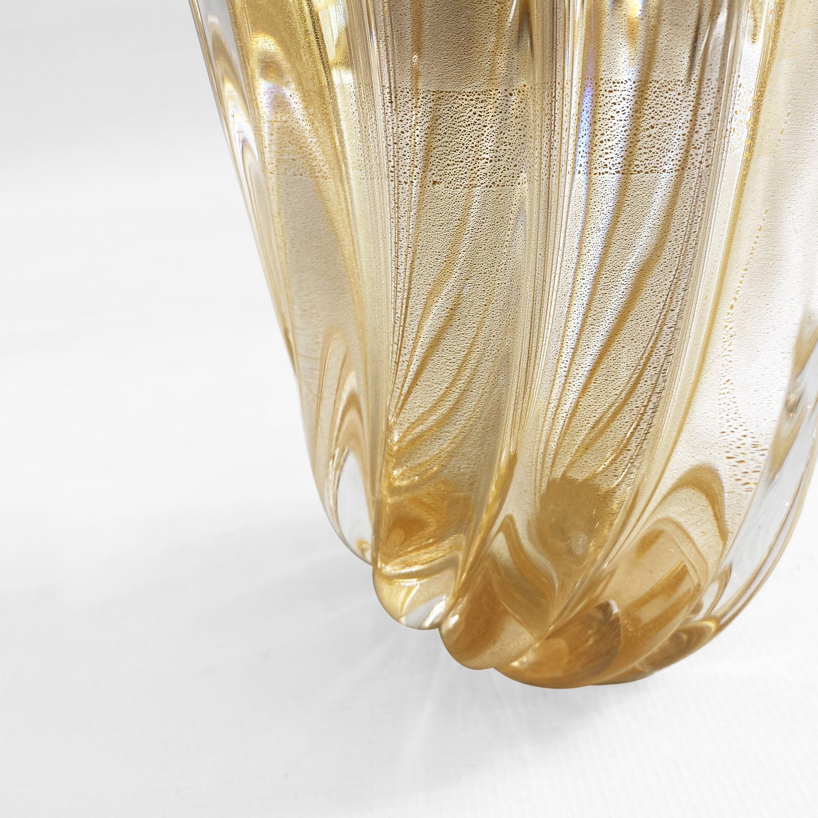 photo buy 1980s Archimede Seguso Murano Glass Vase, Signed Gold Italian Art Deco