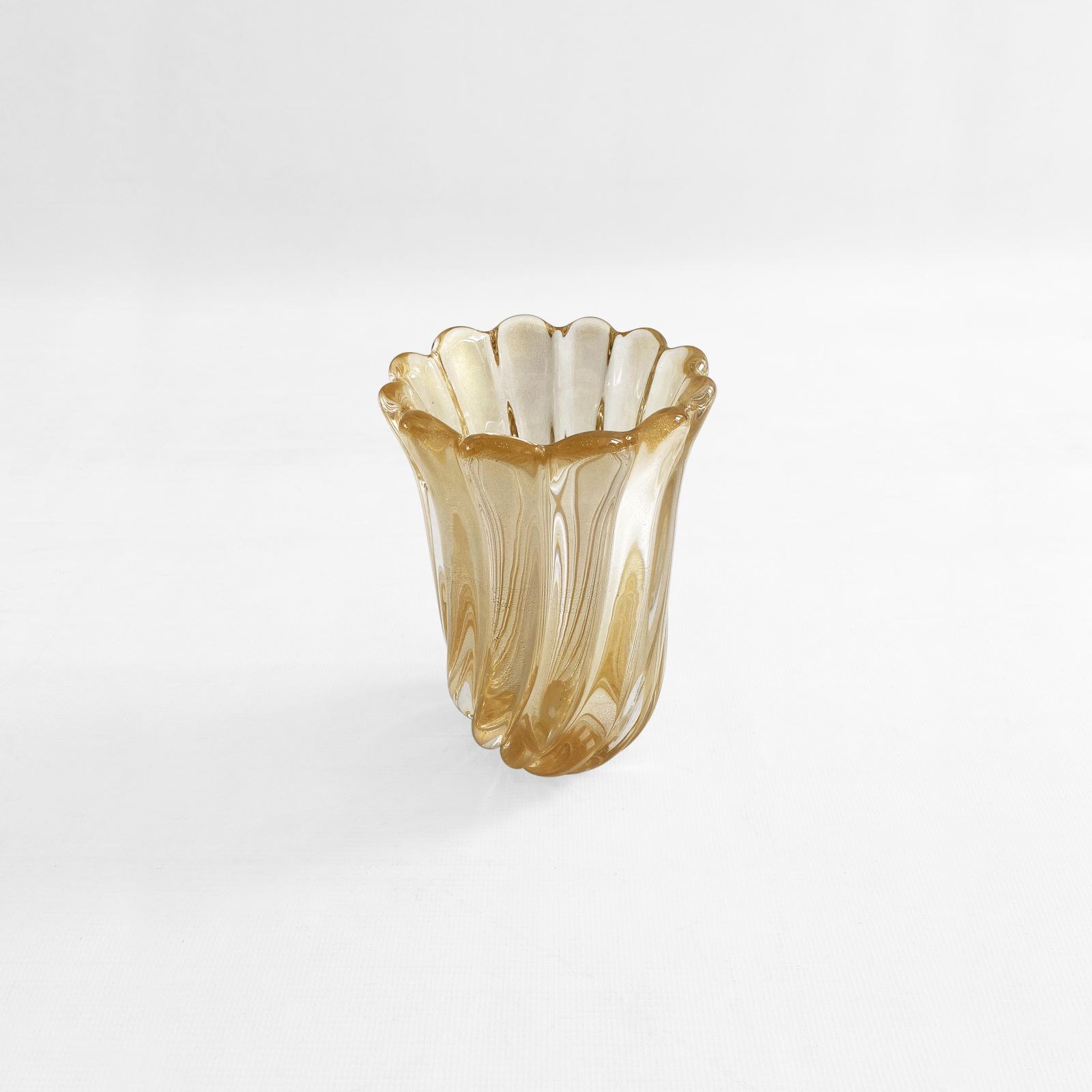 photo vinterior 1980s Archimede Seguso Murano Glass Vase, Signed Gold Italian Art Deco