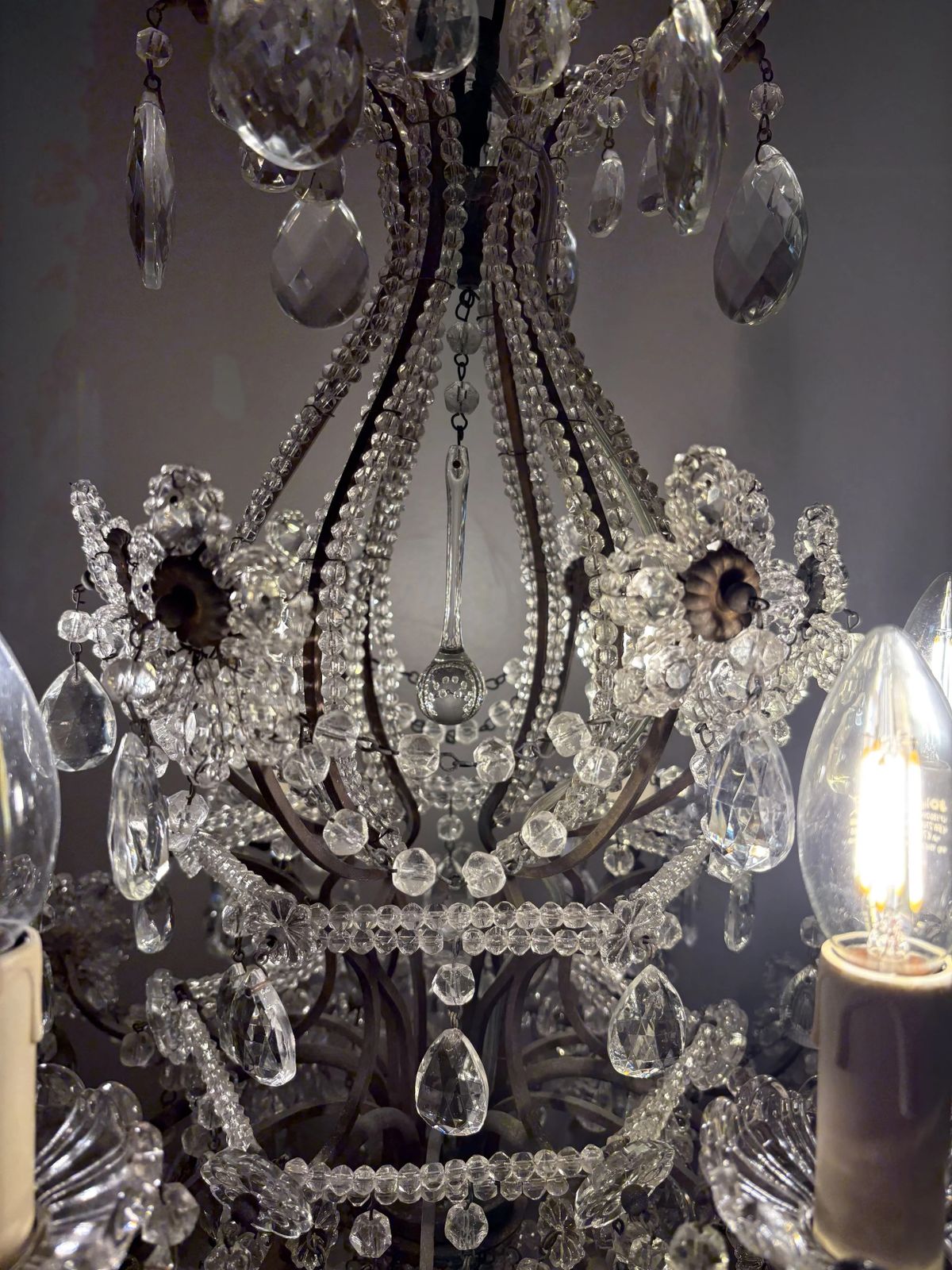 Italian Mid Century Florentine Crystal Chandelier, 1950s