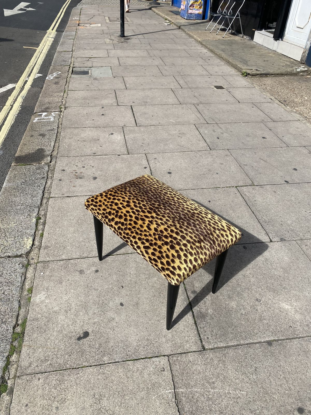 photo furniture Paolo Buffa 1950s Italian Ebonized Stool In Jim Thompson Silk Cheetah Velvet Animal Midcentury Modern Restored And Upholstered