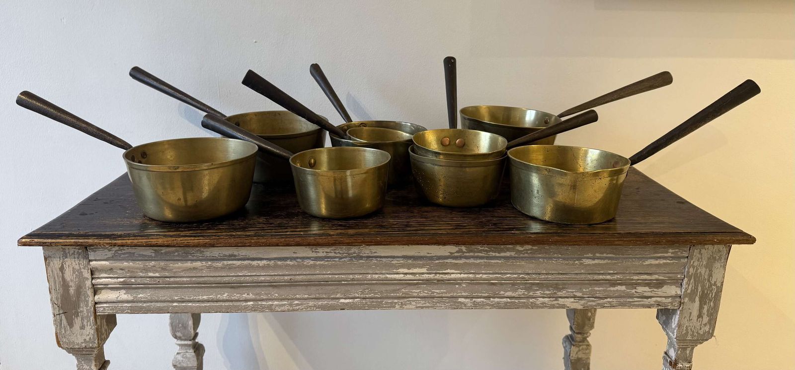 Collection Of 9x Antique French Saucepans photo furniture