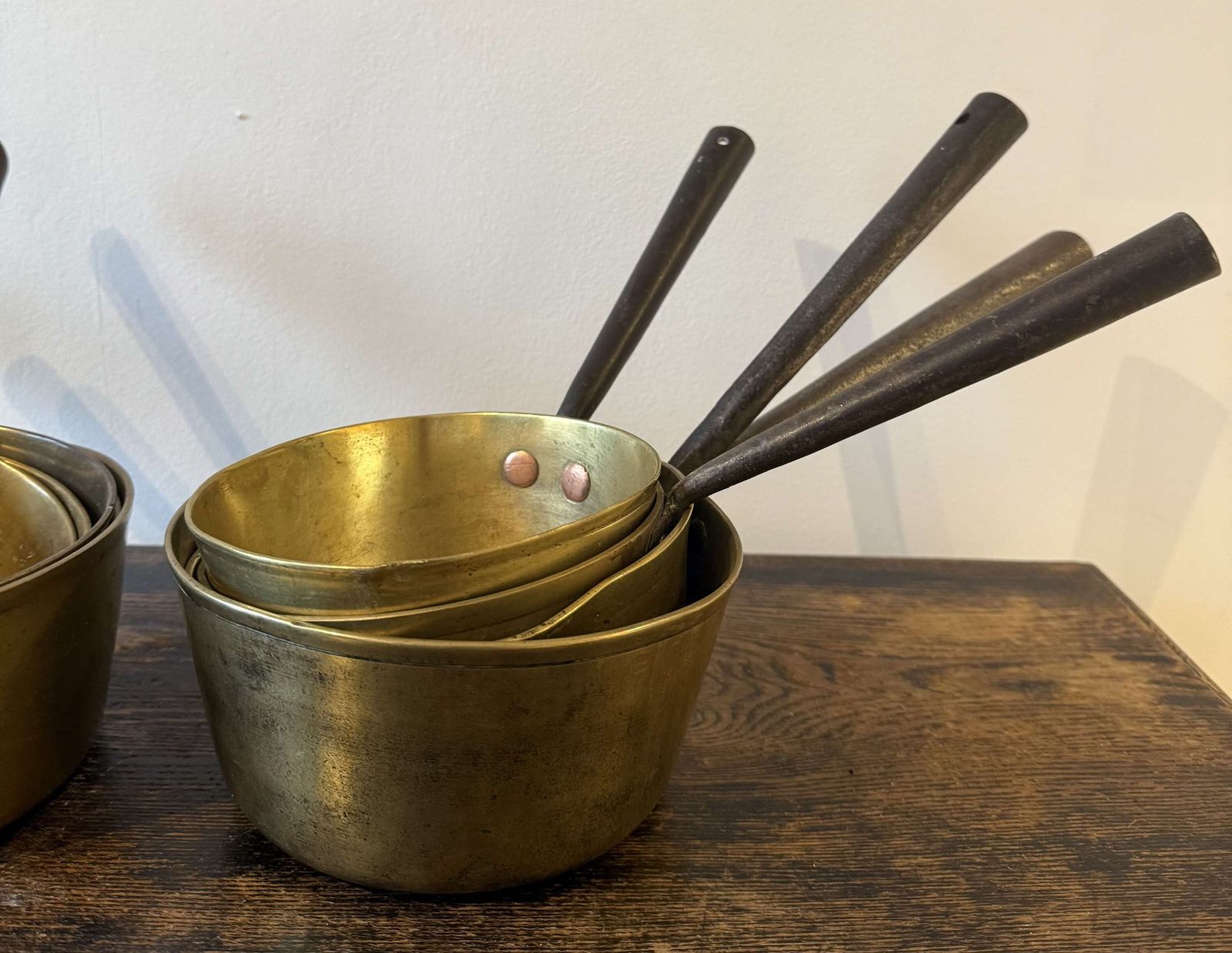 Collection Of 9x Antique French Saucepans photo for sale