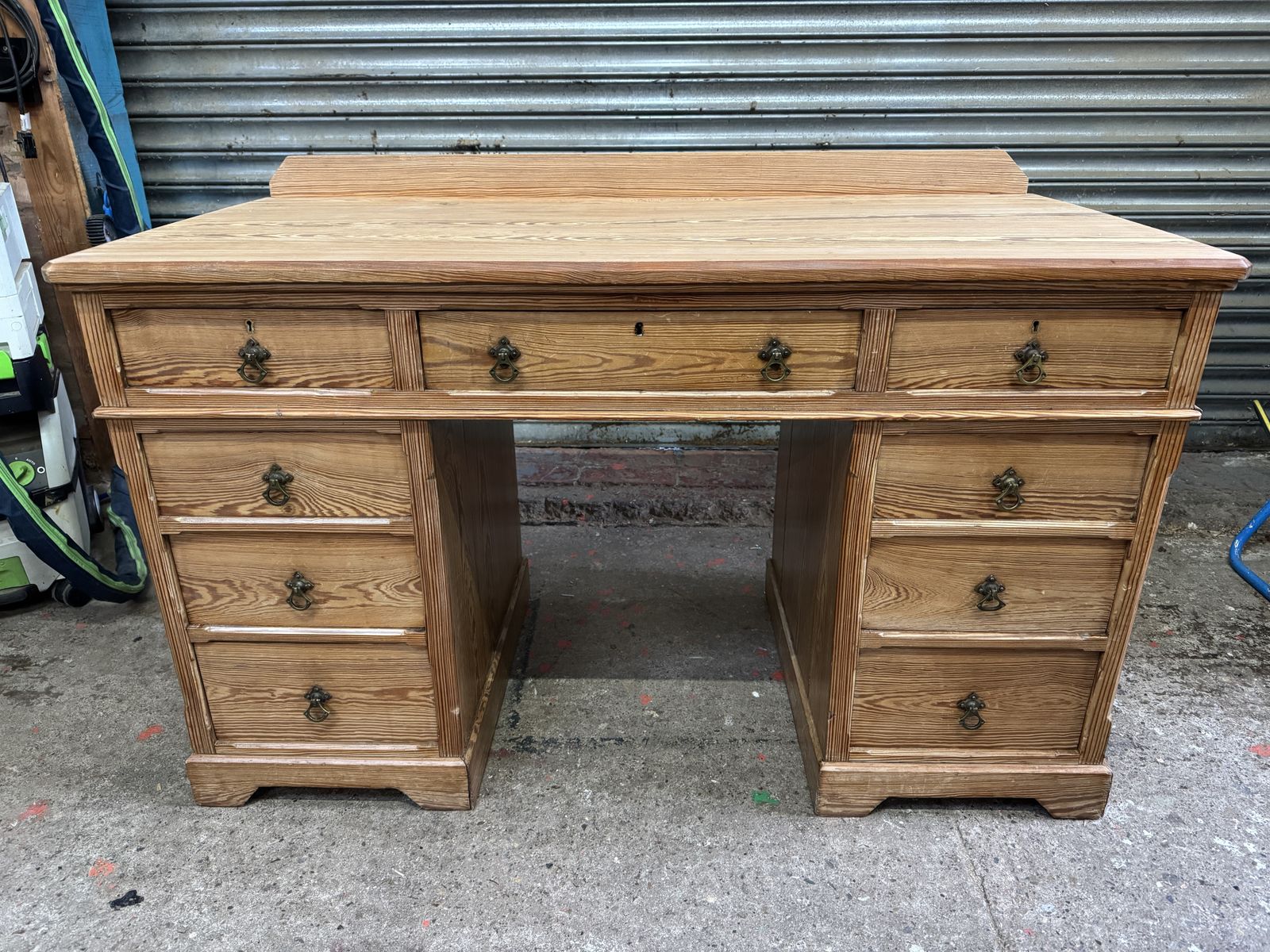 9 Drawer Restored Antique Pine Desk photo furniture