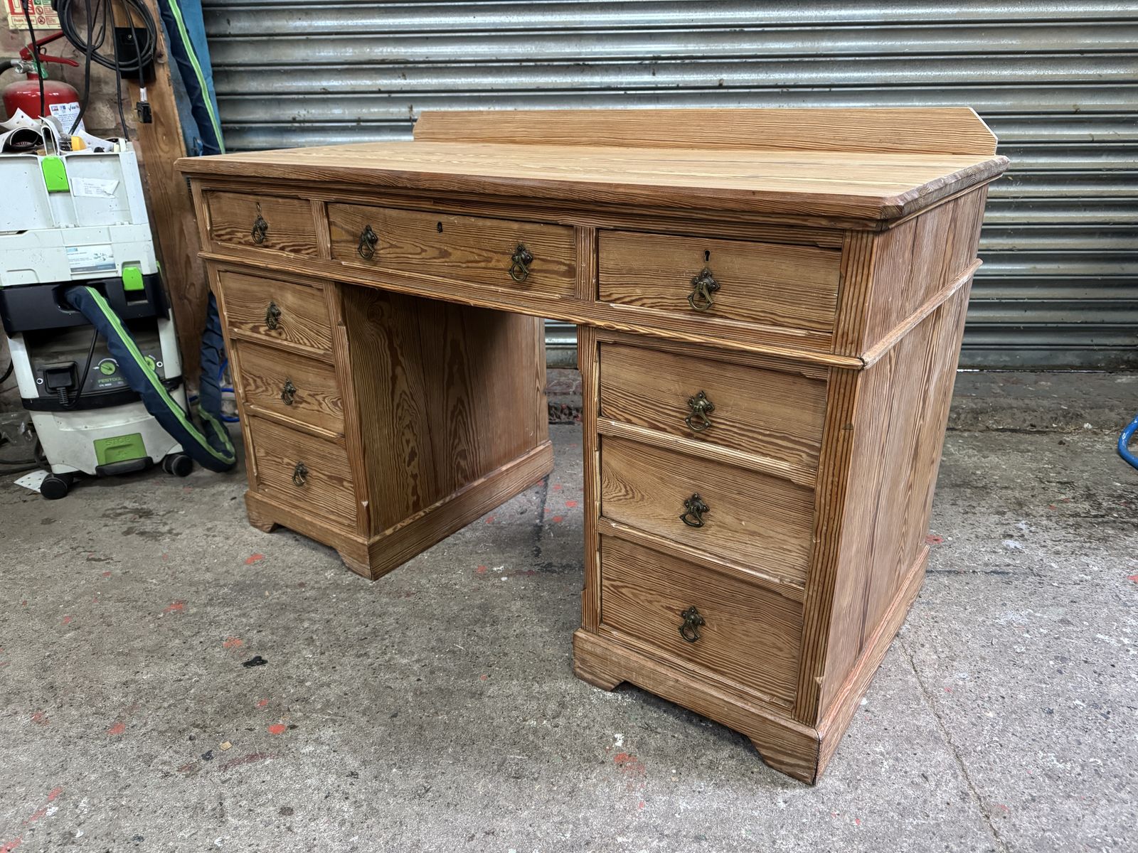 9 Drawer Restored Antique Pine Desk photo Furniture