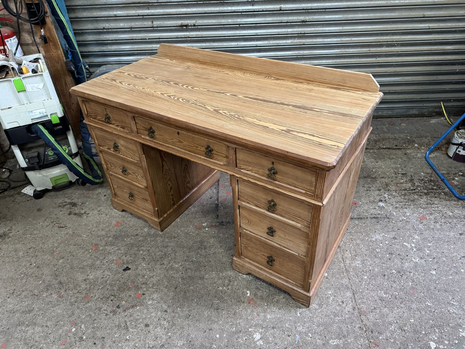 9 Drawer Restored Antique Pine Desk photo 995.0