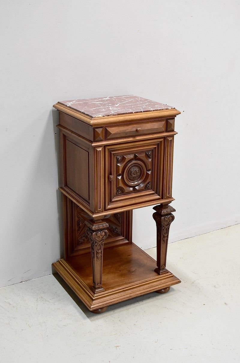 Renaissance Sculpted High Bedside Table, 1900 photo Furniture