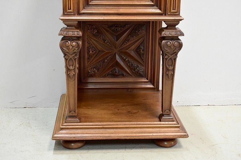 1409.04 Renaissance Sculpted High Bedside Table, 1900 photo