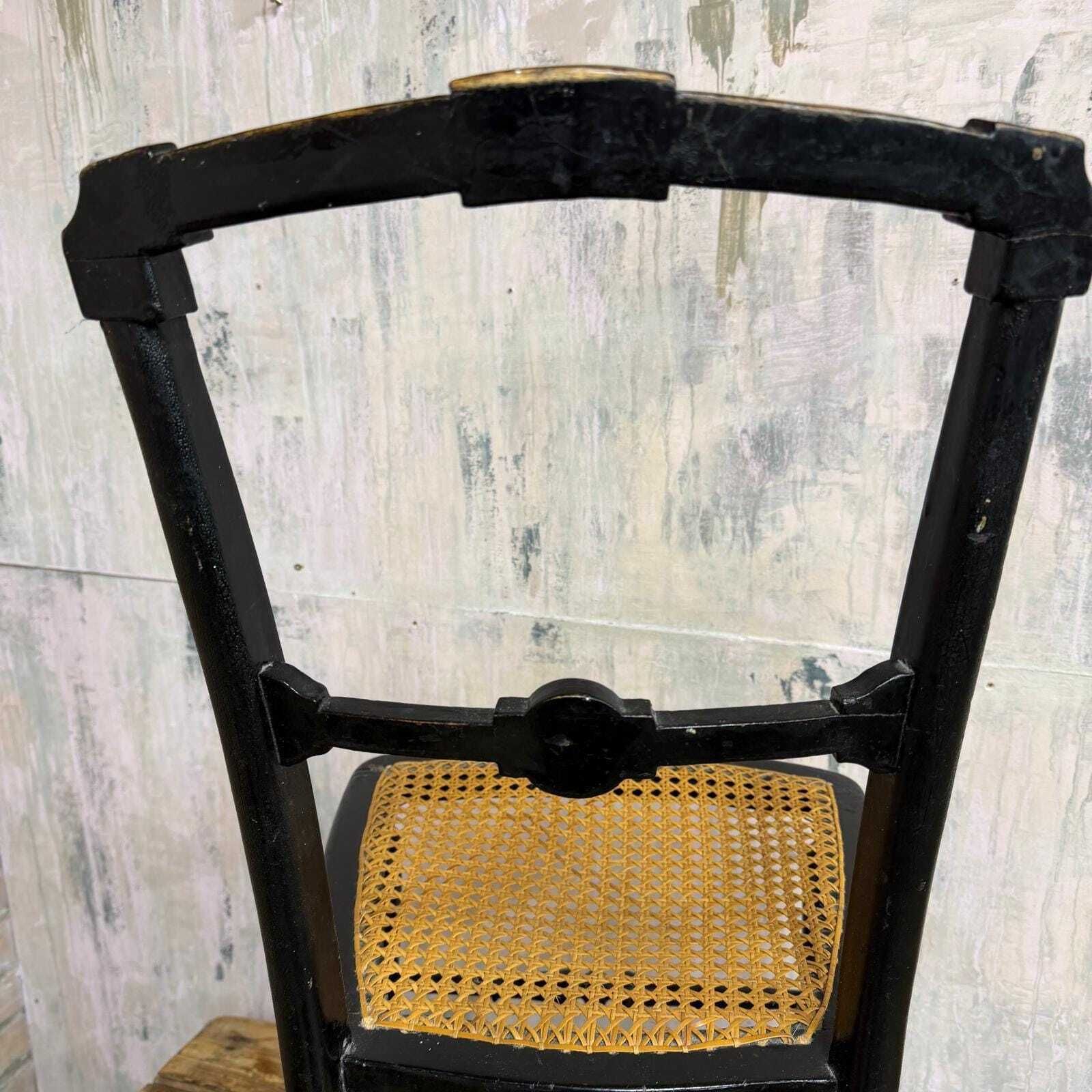 photo vinterior Antique Victorian Ebonised Wooden Chair Aesthetic Movement Inlaid Mother Of Pea