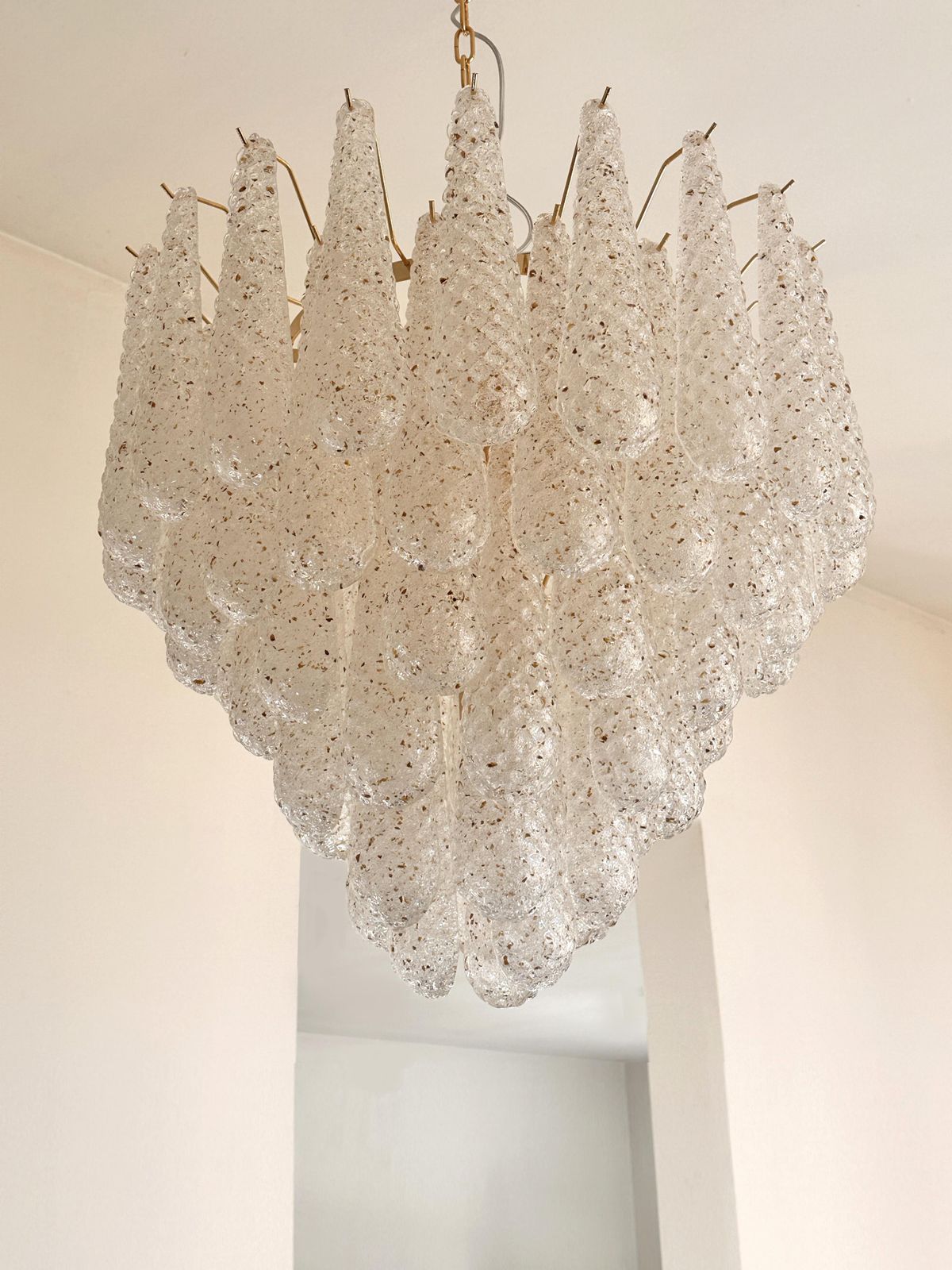 Mid Century Modern Italian “Conchiglie” Murano Glass Gold Chandelier photo for sale