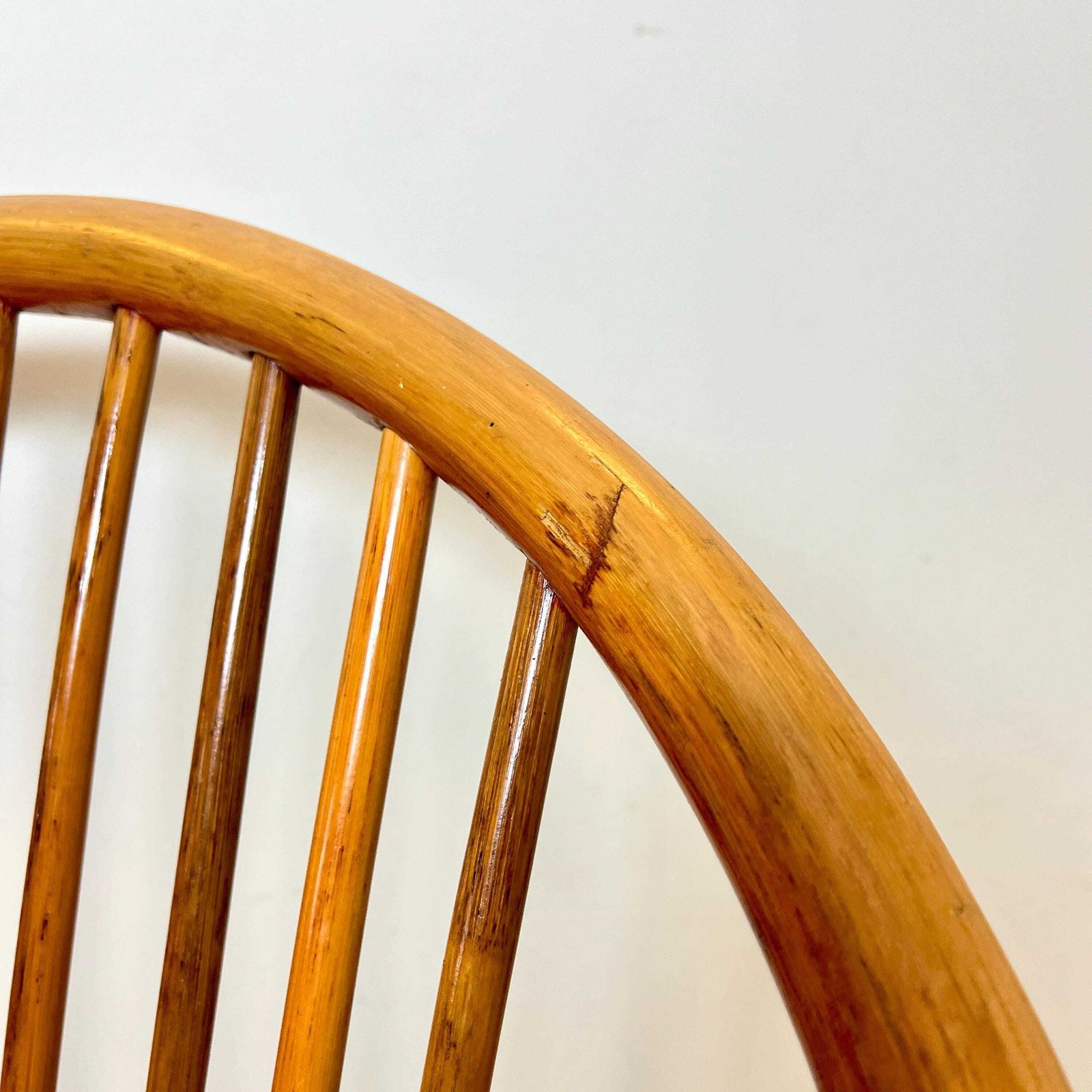 photo vinterior Vintage Bamboo Cane Swivel Egg Chair With Seat Cushion