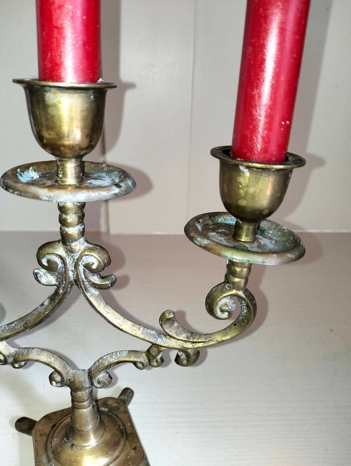 Antique French Candlestick, Vintage Candle Holder, Three Stem photo for sale