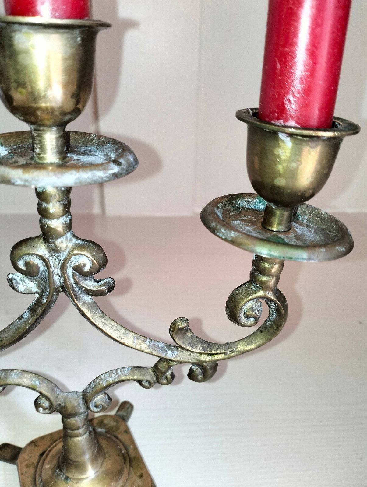 photo for sale Antique French Candlestick, Vintage Candle Holder, Three Stem