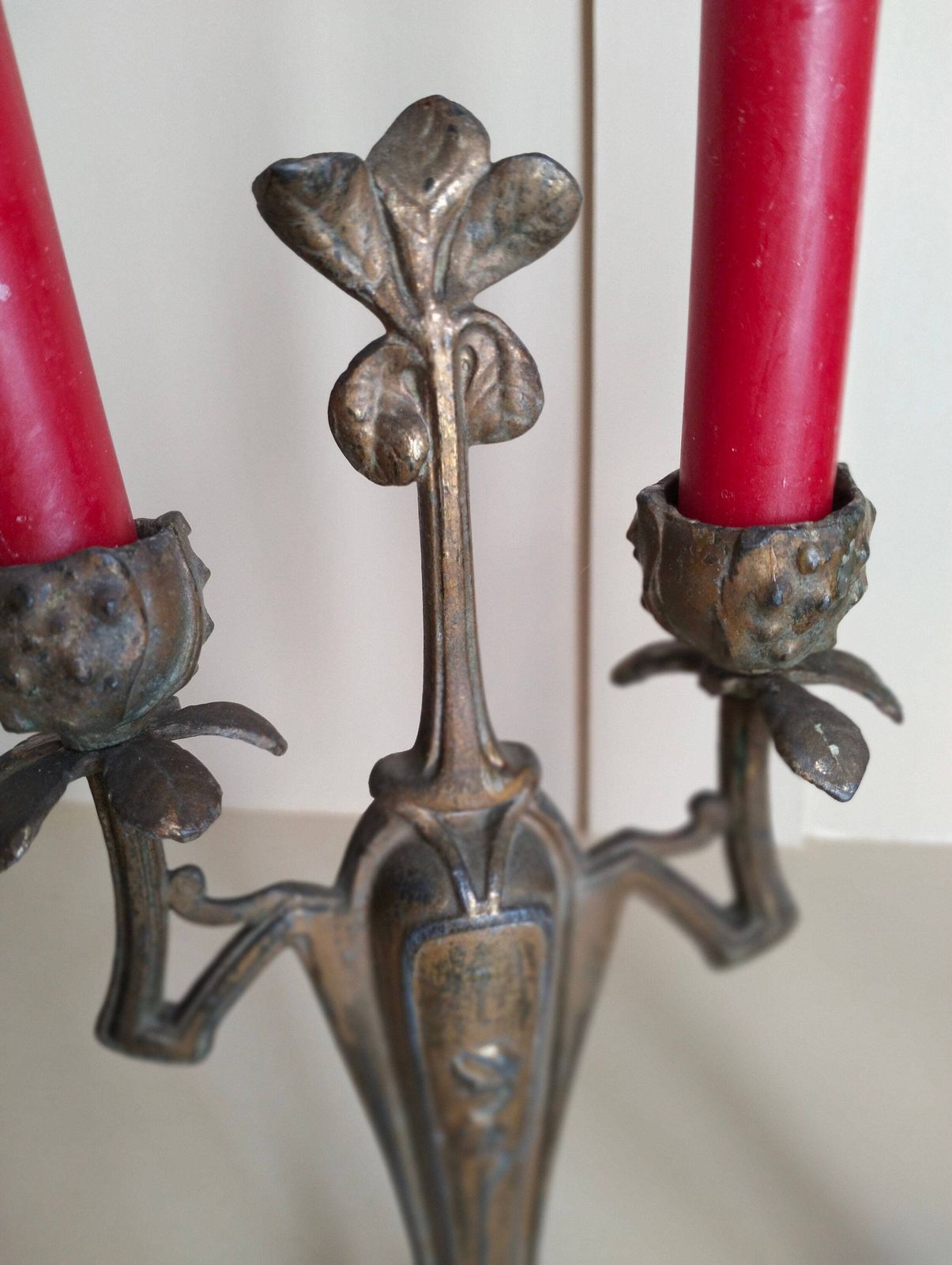 Pair Of Antique French Candelabra, Antique Spelter Candle Holders, Vintage Candlesticks photo Home Decor