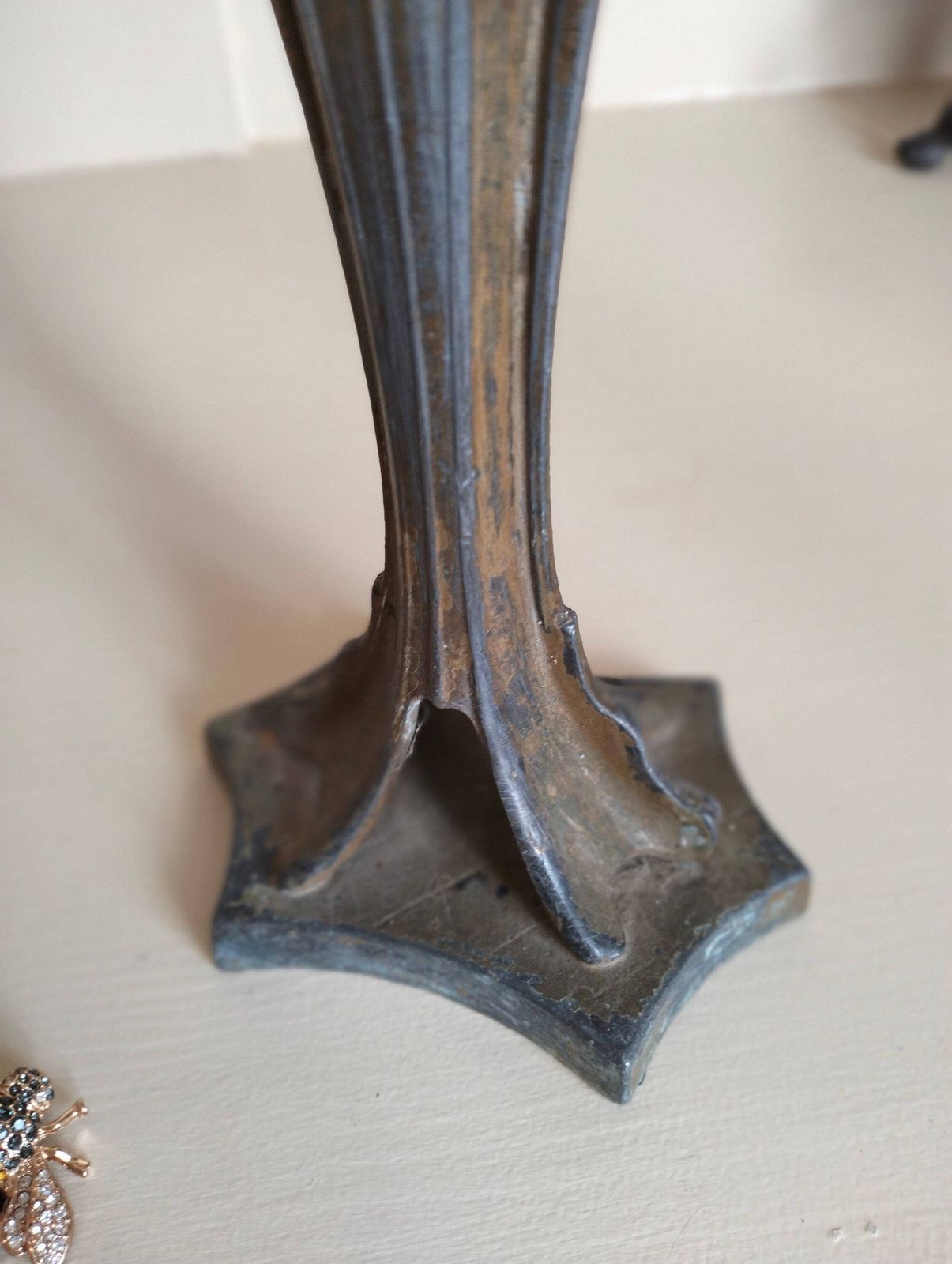 photo for sale Pair Of Antique French Candelabra, Antique Spelter Candle Holders, Vintage Candlesticks