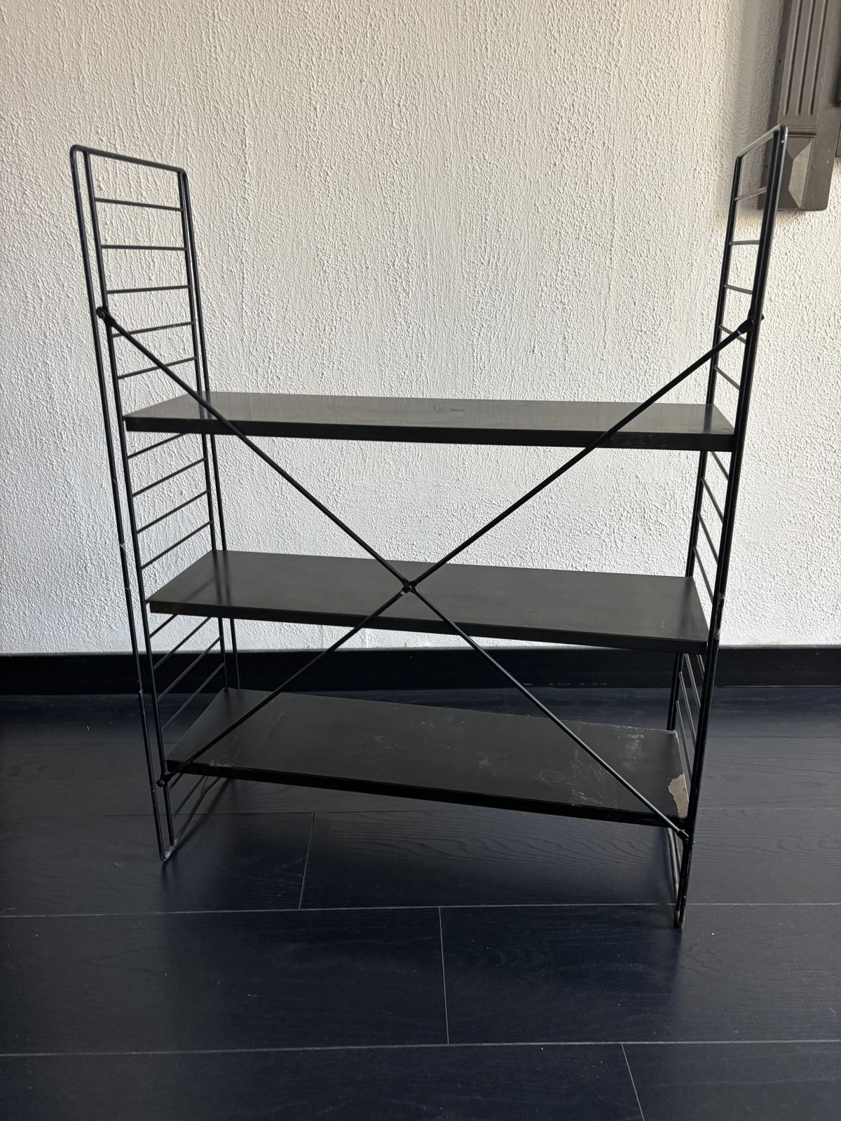 photo furniture Vintage 1950s Tomado Shelf On Legs, Designed By A. Dekker, Black   84 X 25 Cm
