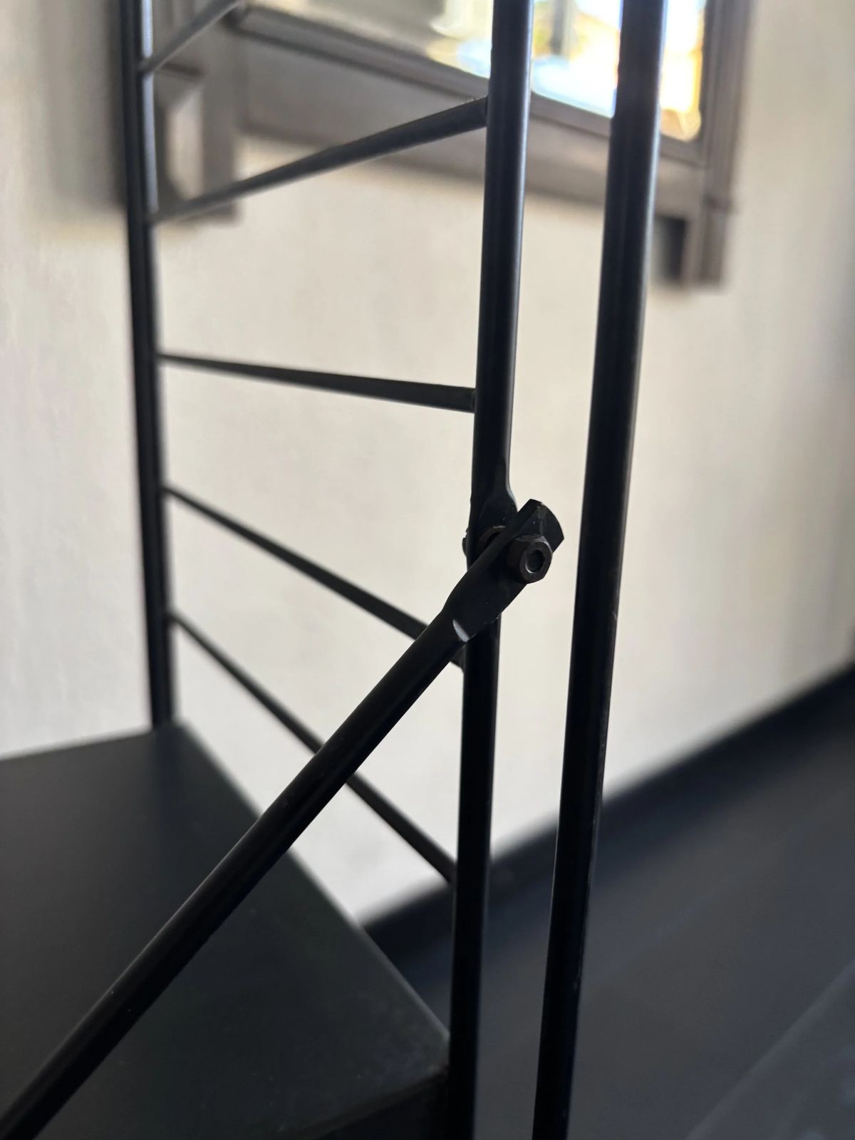 329.0 Vintage 1950s Tomado Shelf On Legs, Designed By A. Dekker, Black   84 X 25 Cm photo