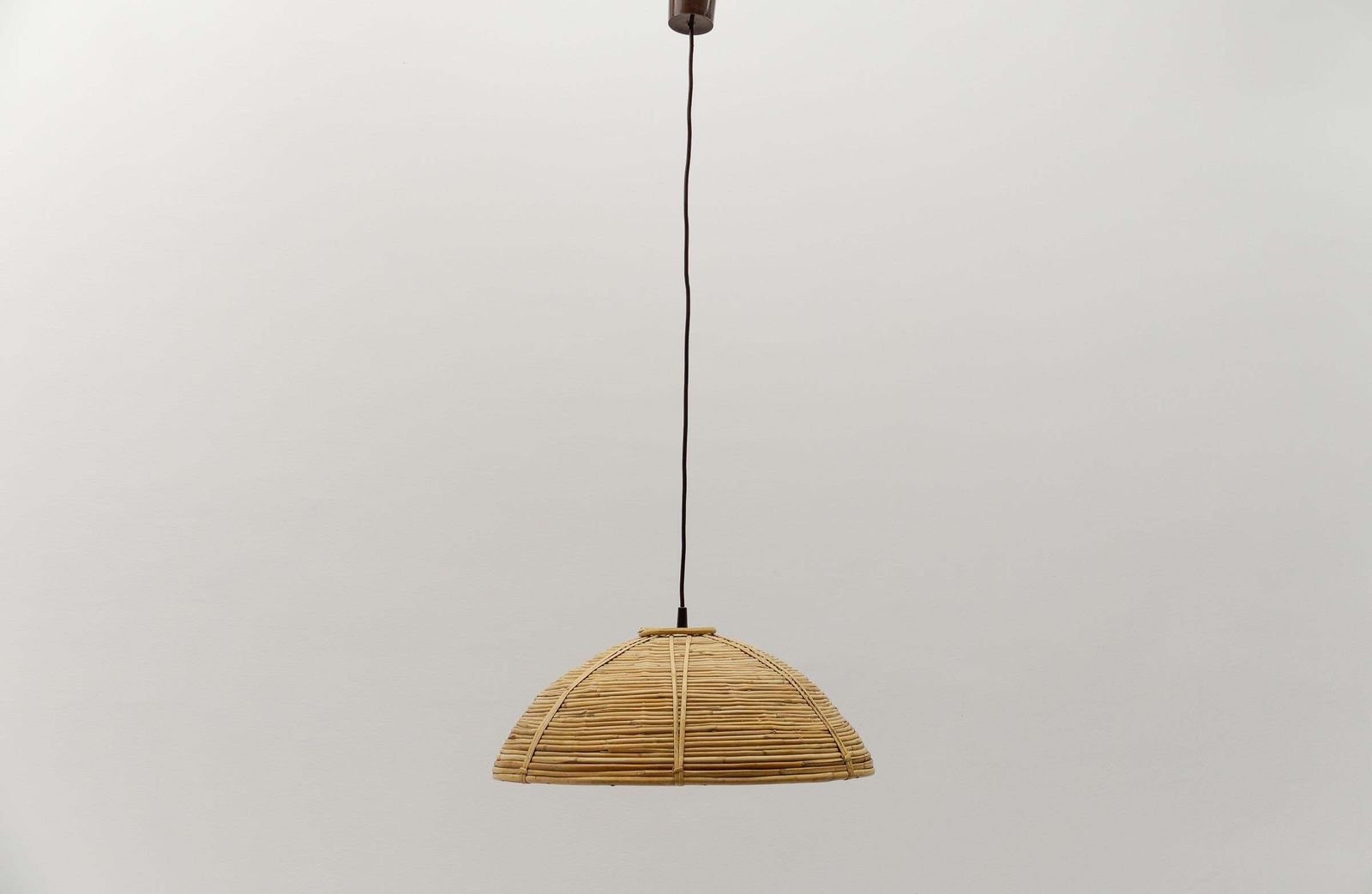 Lovely Mid Century Modern Pendant Light Made In Rattan, 1960s Italy photo furniture