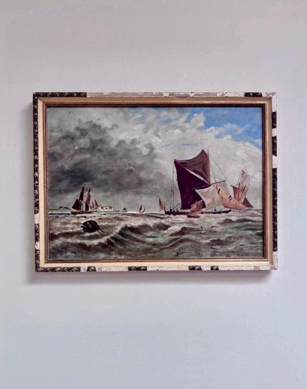 Antique Maritime Print | After Thomas Bush Hardy On The Medway | Rustic Coastal Wall Art